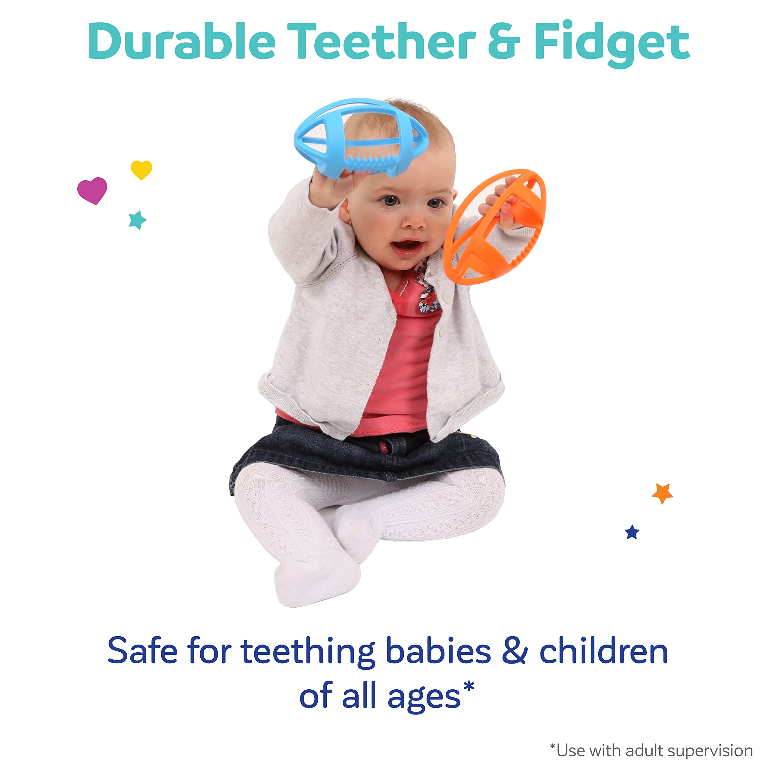 Fun and Function Grip It Football Chewy & Fidget Set - Sensory Chew Toys for Kids with Autism, ADHD & Anxiety Relief - BPA-Free Oral Motor Therapy Toys for Toddlers & Babies (2 Pack) - Perfect for Teething, Stress Relief & Classroom Focus