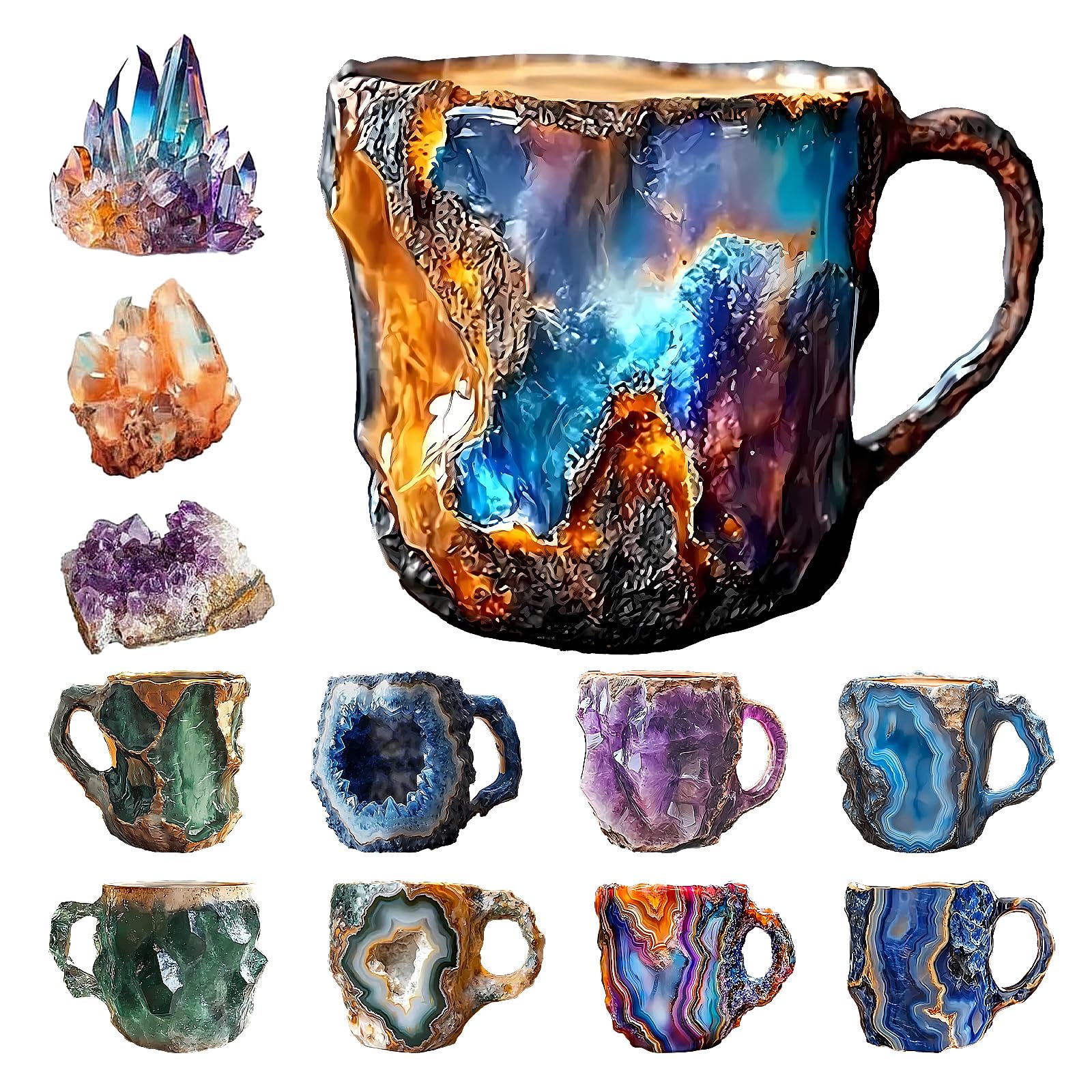 Colorful Crystal Coffee Mug - Translucent Resin Cup for Hot Drinks & Gifts