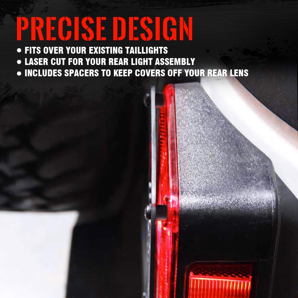 Xprite Aluminum Alloy American Flag Tail Light Covers for 2007-2018 Jeep Wrangler JK Unlimited - Durable Protectors & Guards (Pair) - Perfect for Off-Roading & Patriotic Style Enhancement