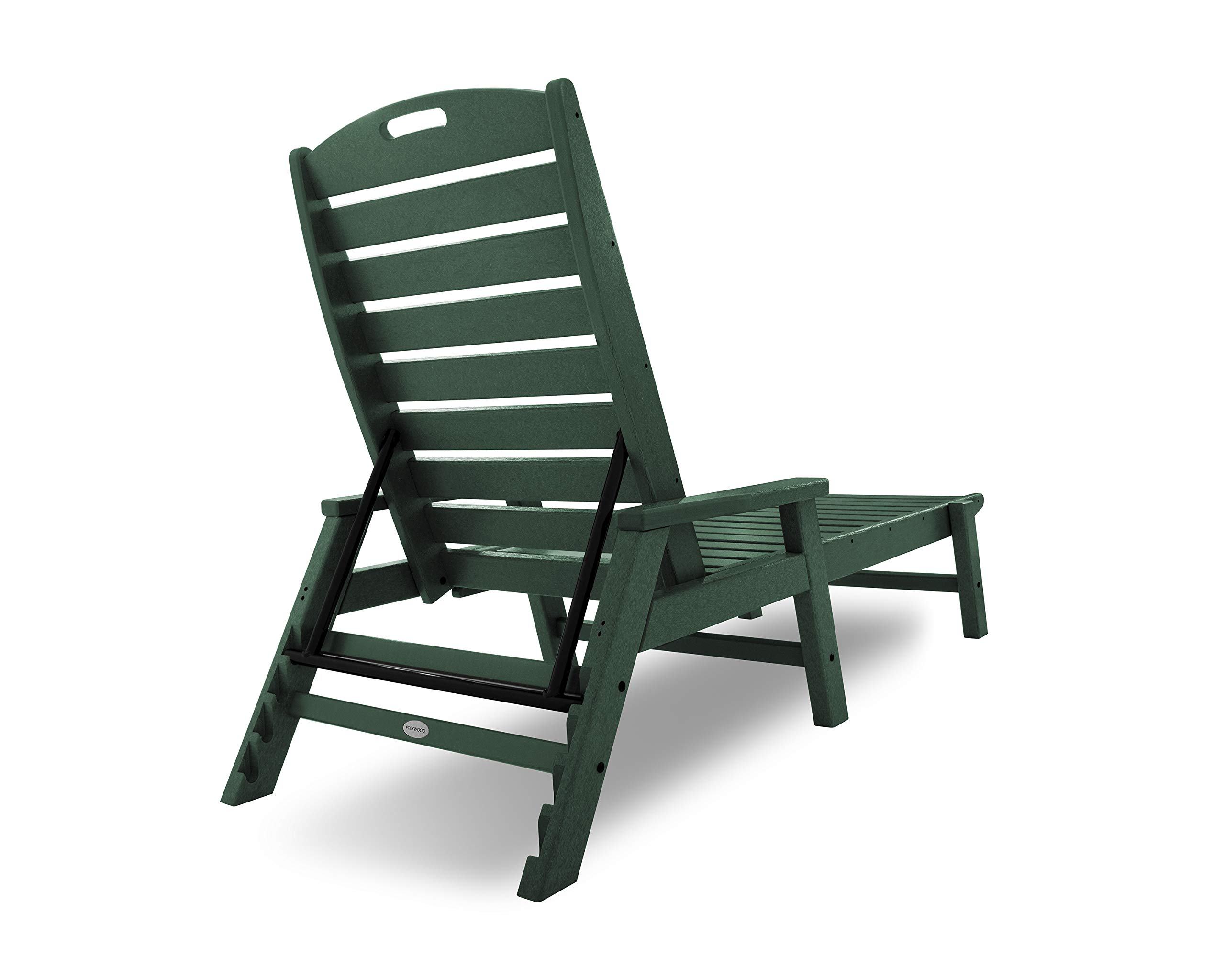 POLYWOOD NCC2280MA-P Nautical Arms Chaise Lounge - Outdoor Patio Furniture, Green - Perfect for Poolside, Beach House, or Backyard Relaxation