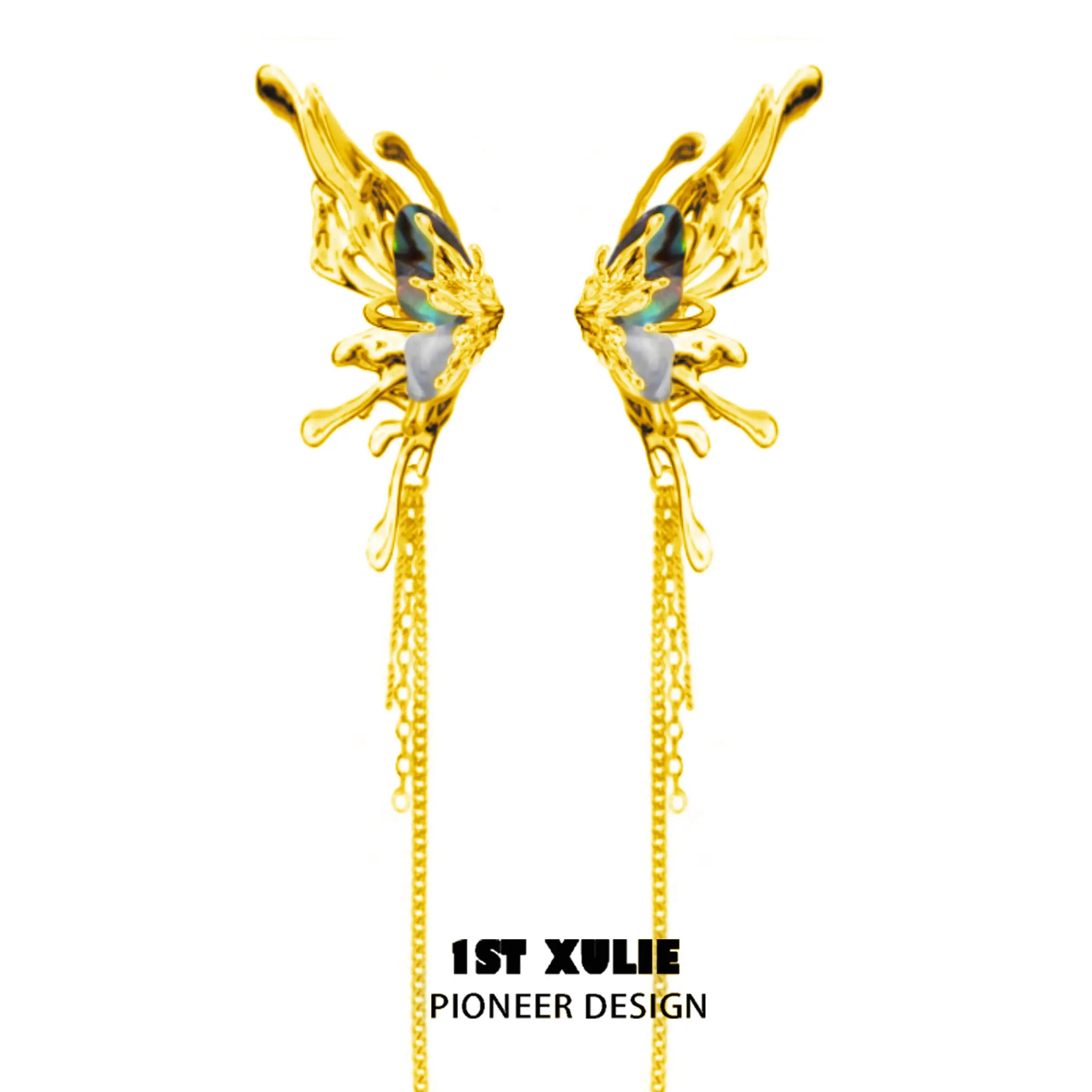 18K Gold Plated Butterfly Tassel Earrings for Women - Elegant Dangle Clip-On Earrings for Parties, Weddings & Special Occasions