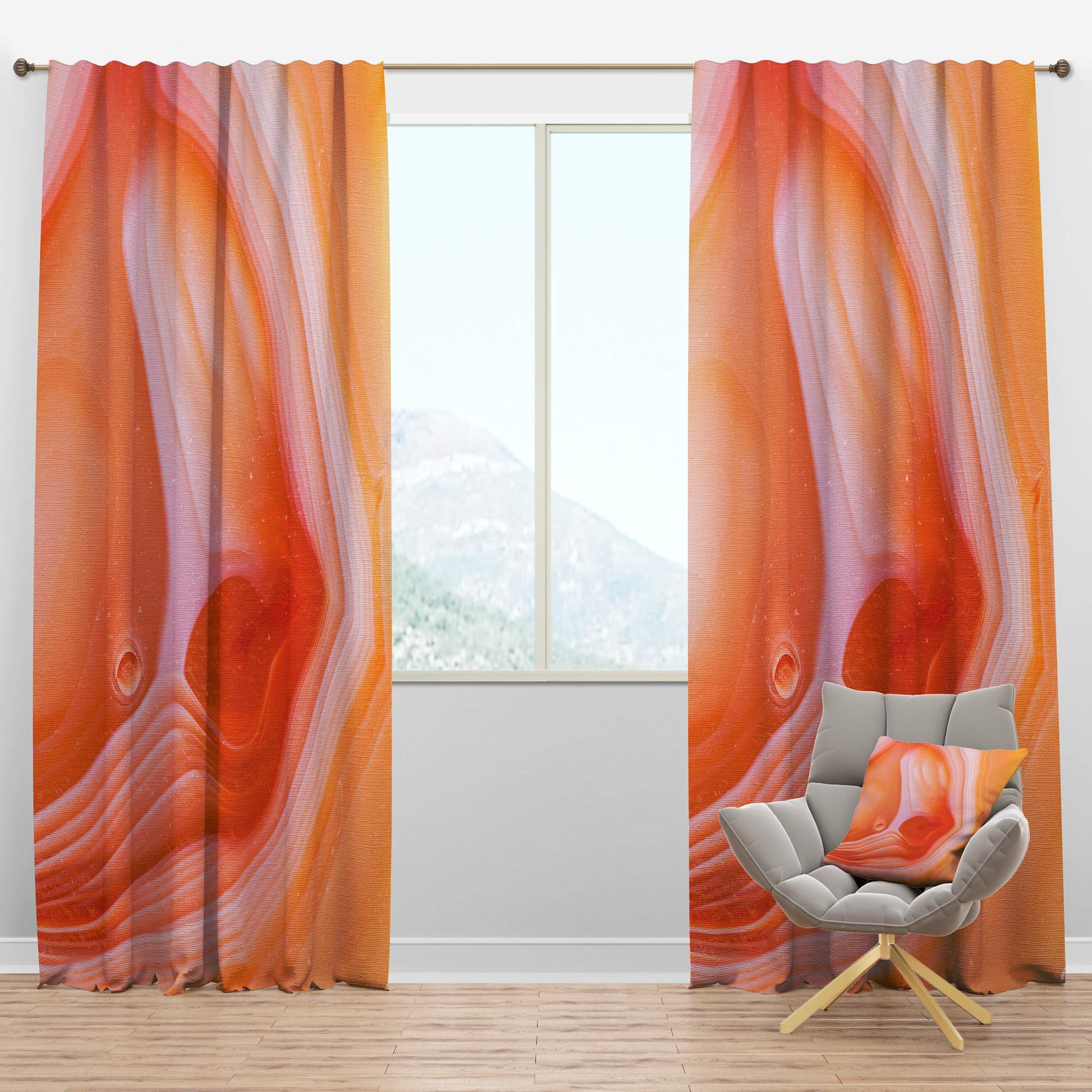 DesignQ Blackout Curtains 'Mineral Orange Agate' - Thermal Insulated Single Panel (52x90 inches) for Bedroom & Living Room - Noise Reducing & Energy Saving Window Treatment for Better Sleep & Privacy