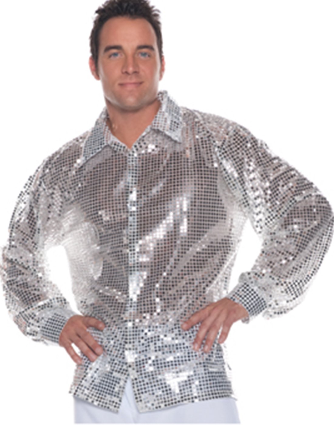 Underwraps Men's Plus-Size Sequin Party Shirt - Glamorous & Comfortable for Nightlife, Concerts, and Special Occasions