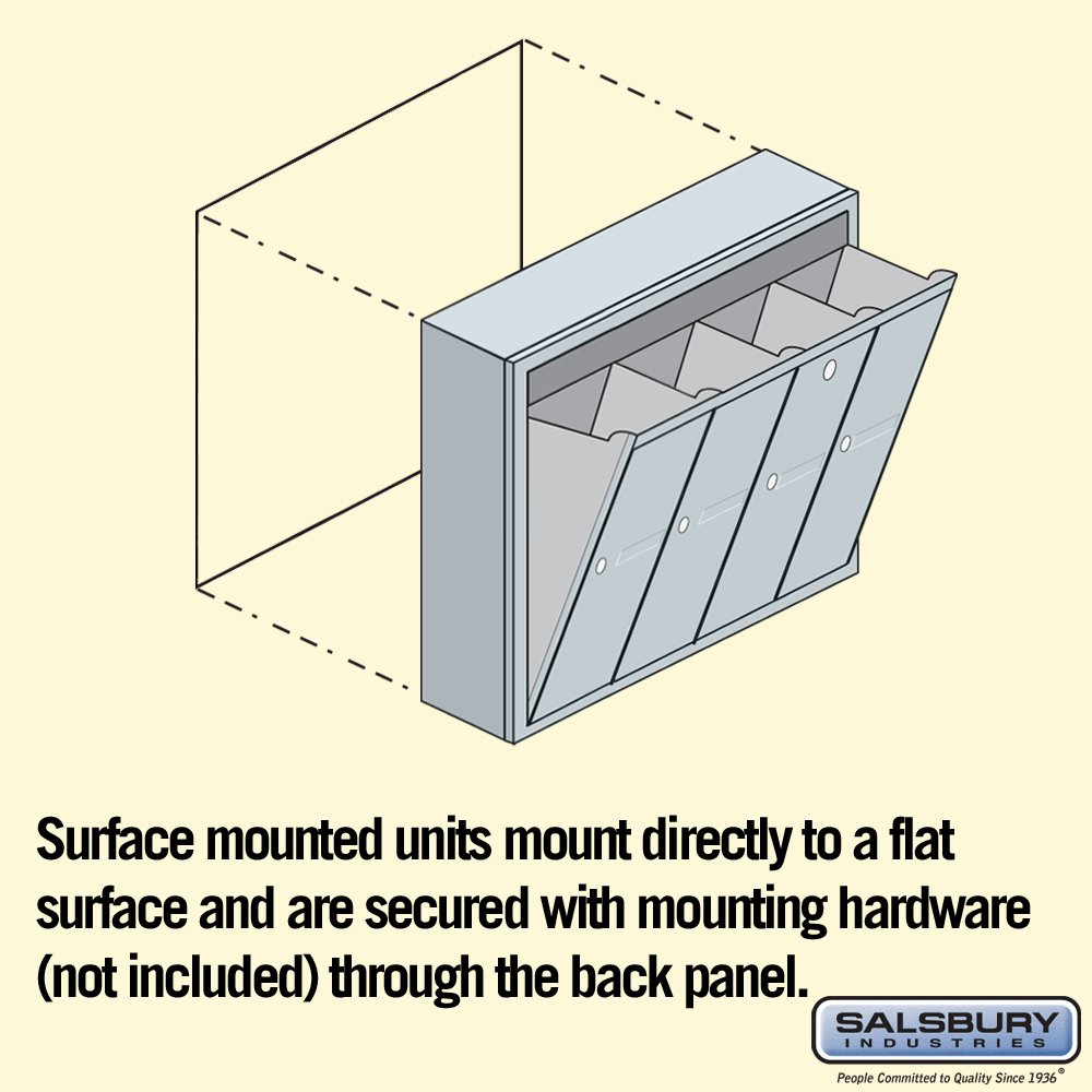 Salsbury Industries 3504ASU 4-Door Aluminum Vertical Mailbox - USPS Approved Surface Mounted Mailbox for Secure Mail Delivery at Homes & Businesses