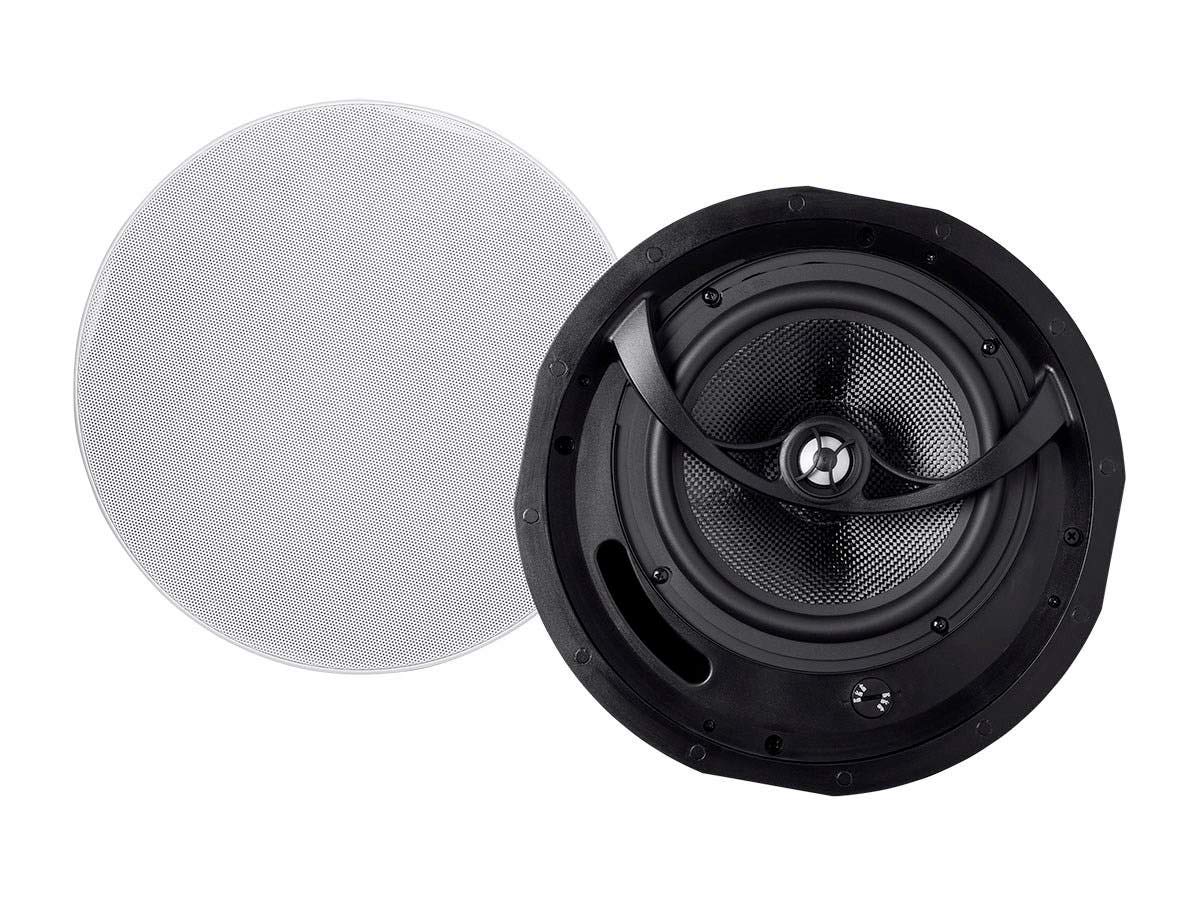 Monoprice Alpha 8 Inch Carbon Fiber 2-Way In-Ceiling Speakers (Pair) - High Fidelity Sound for Home Theater & Background Music - Perfect for Living Rooms, Bedrooms & Commercial Spaces - Model 113683