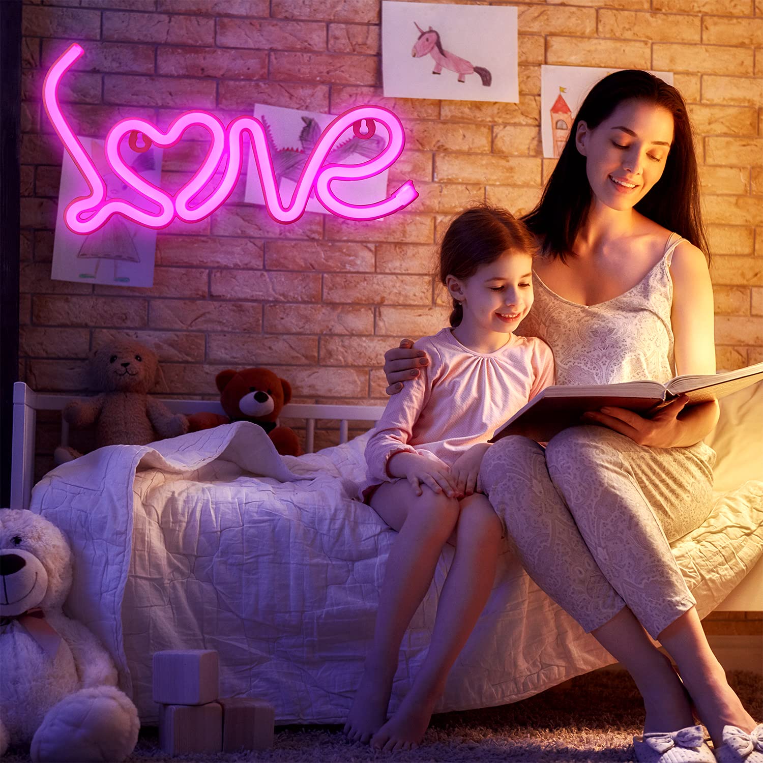 Valentine's Day LED Heart Love Letter Lights - Pink Neon Wall Decor for Home, Kids Room, Bar & Wedding | Battery/USB Powered Romantic Lighting for Galentine's Party & Festive Celebrations