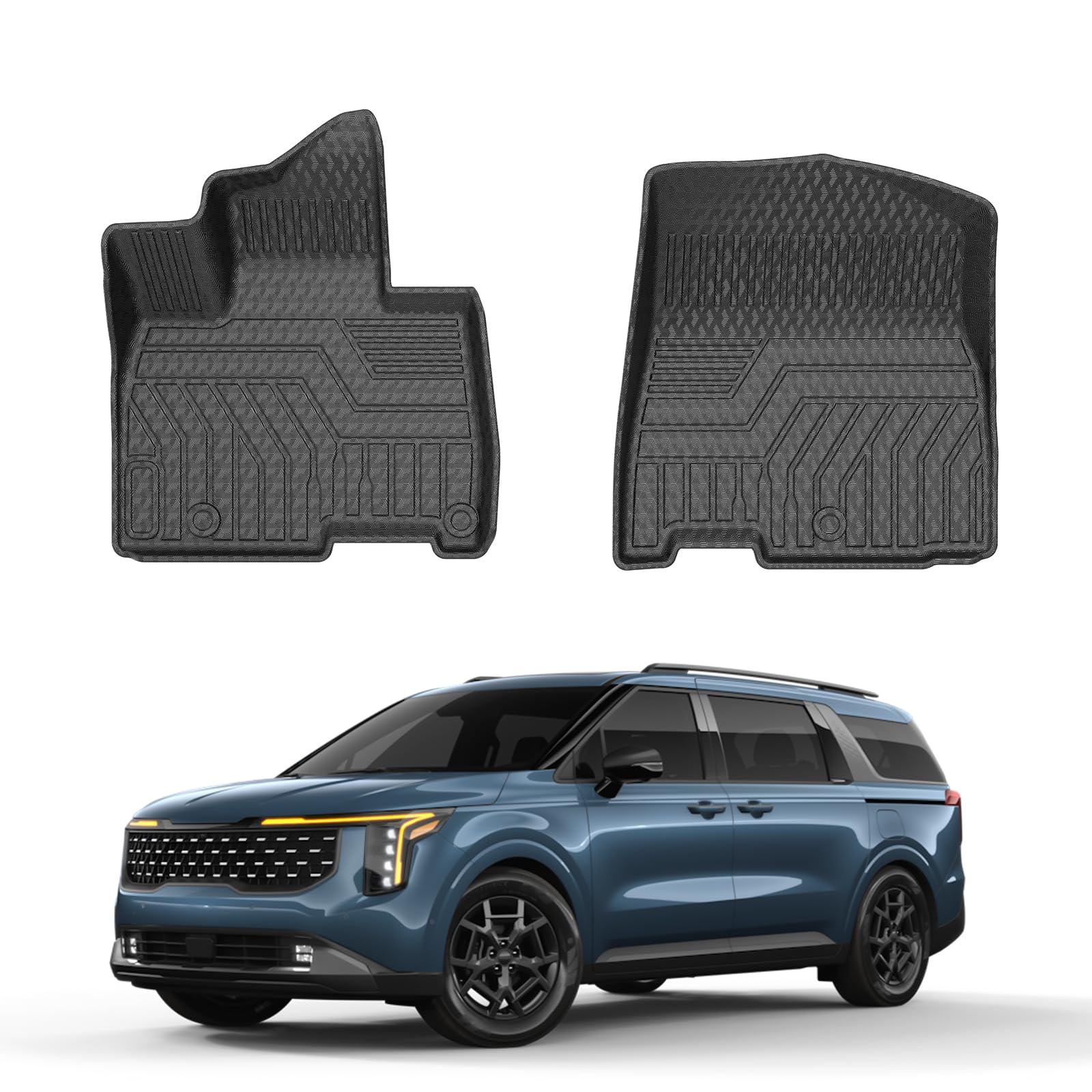 Mixsuper All Weather Floor Mats for Kia Carnival 2022-2025 - 1st Row Custom Fit Car Floor Liners (Black) - Perfect for Daily Commute, Road Trips & Family Protection