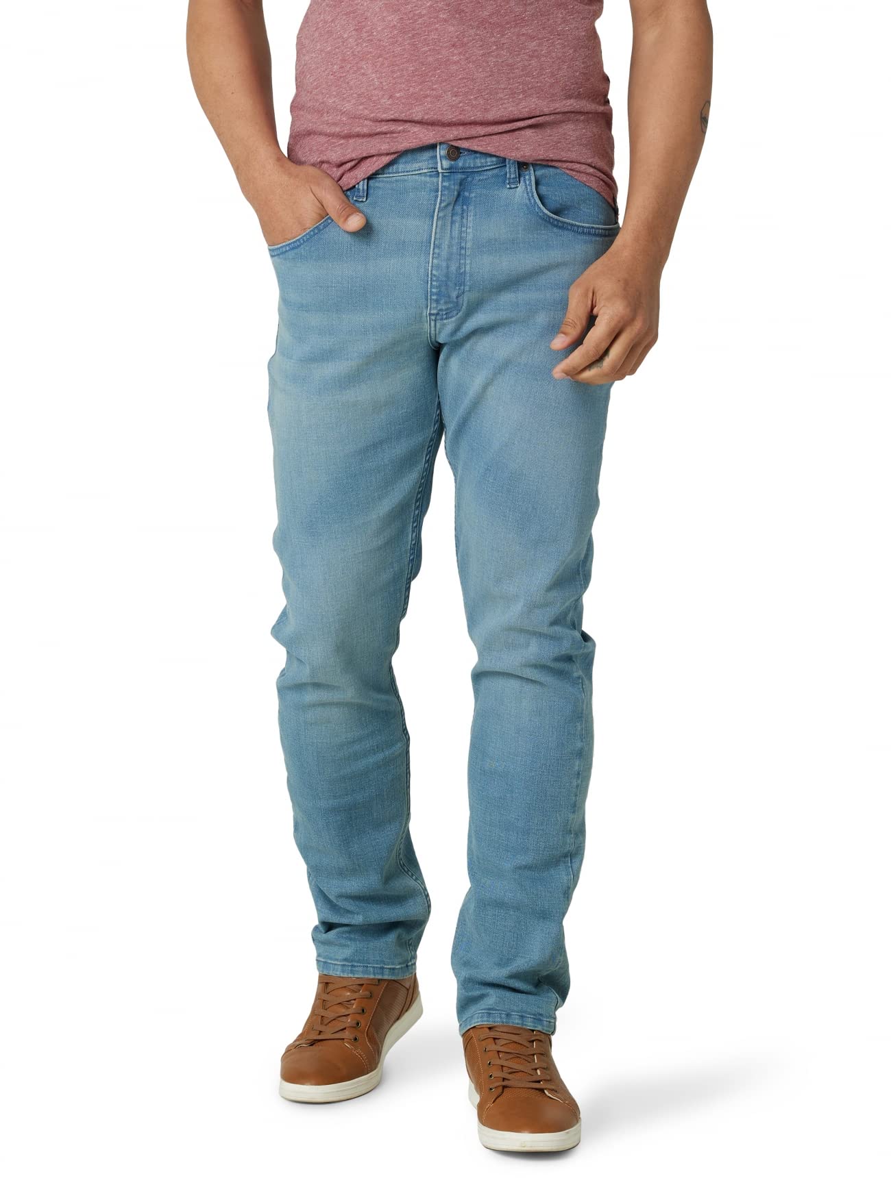 Wrangler Men's Free to Stretch Athletic Fit Jeans - Comfortable & Flexible Denim Pants for Work, Gym & Outdoor Activities