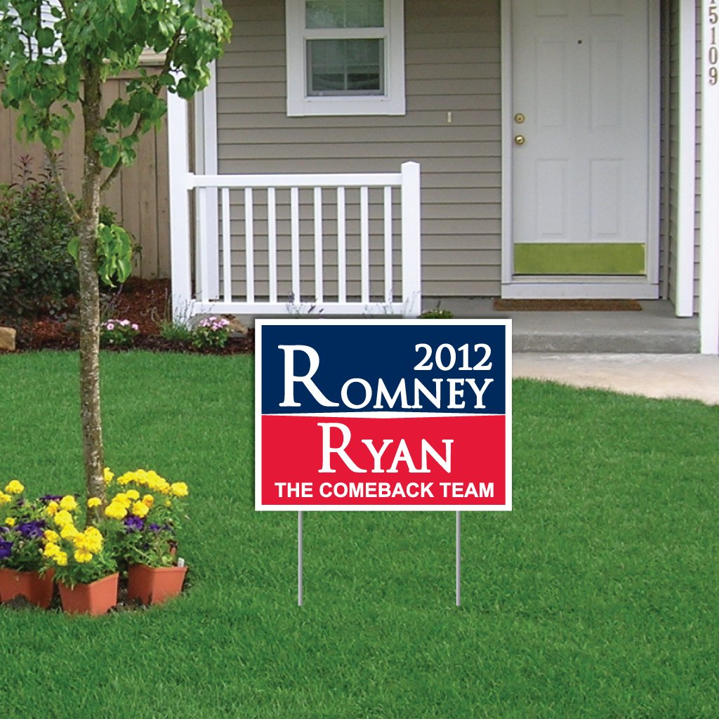 Romney Ryan 2012 'The Comeback Team' Yard Signs - Pack of 25 Outdoor Lawn Decorations with Easy Stakes for Political Campaigns, Elections, and Patriotic Yard Displays