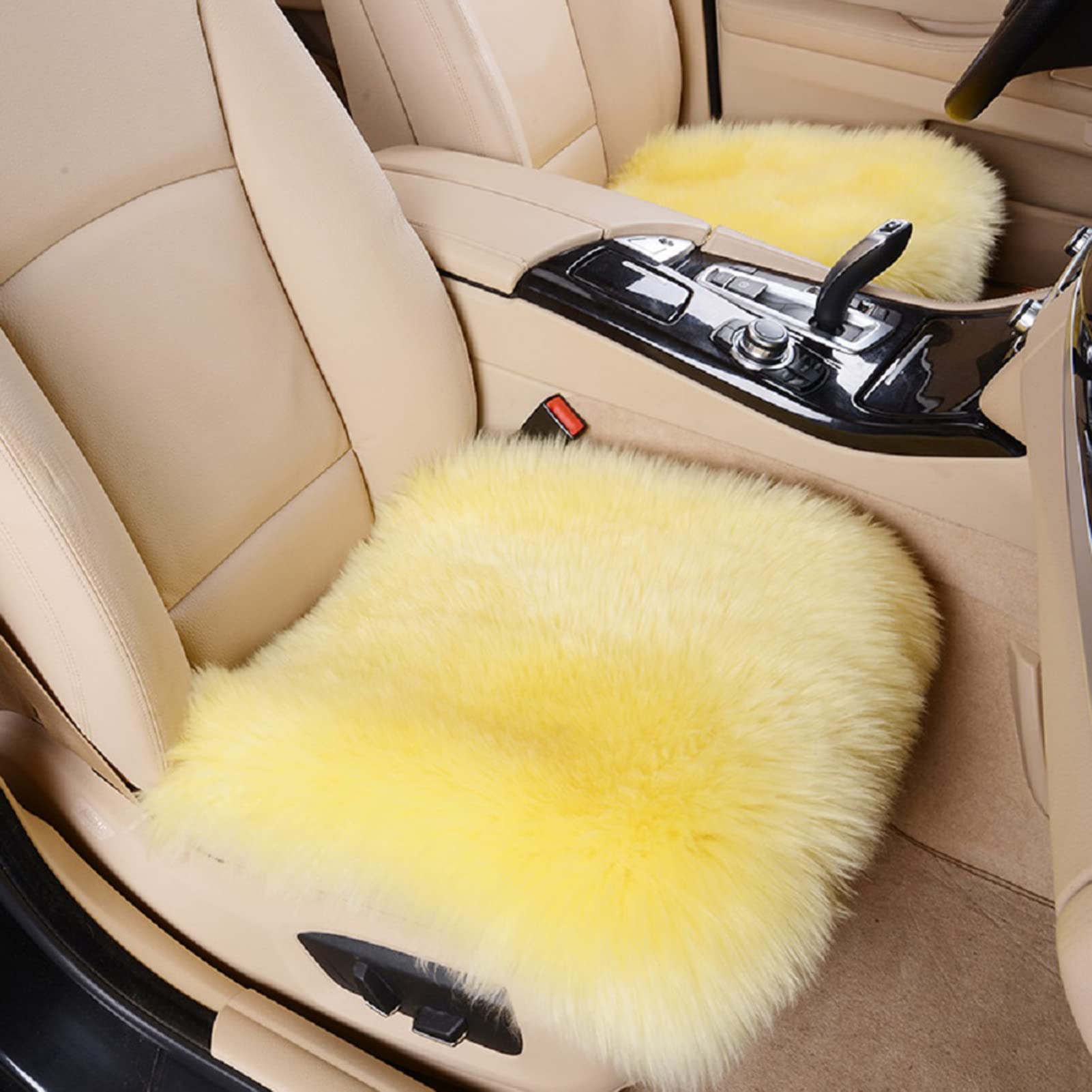 Premium Australian Sheepskin Car Seat Covers - Genuine Long Wool Warm Winter Seat Protector | Universal Fit for Cars, Trucks, Office & Home Chairs | Soft & Comfortable Beige Seat Cushion for Cold Weather Driving & Home Comfort