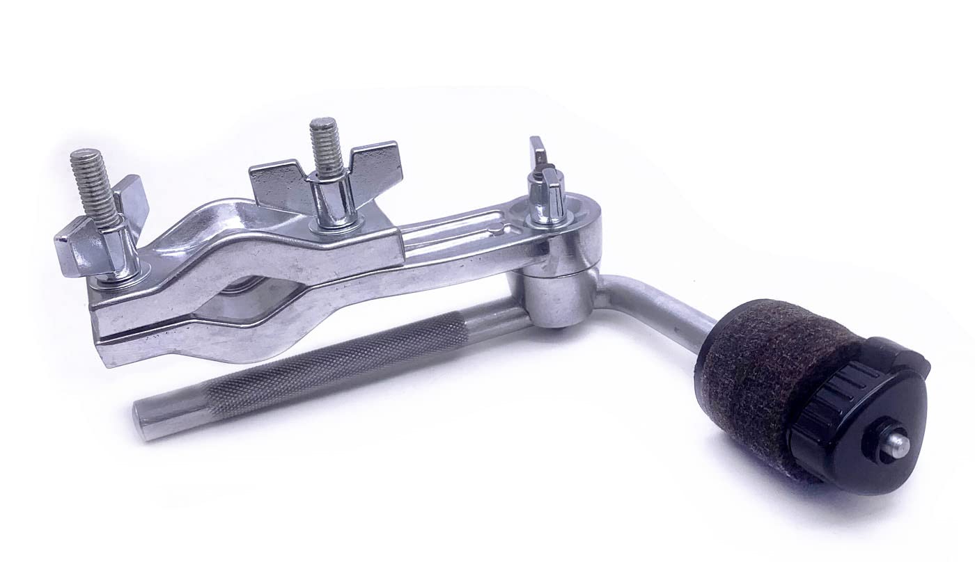 Premium Cymbal L-Arm Rod with Bracket Holder & Extension Arm - Silver Drum Set Accessory | Heavy-Duty Boom Arm with Secure Mounting Clamp | Perfect for Drum Kits, Live Performances & Studio Recording