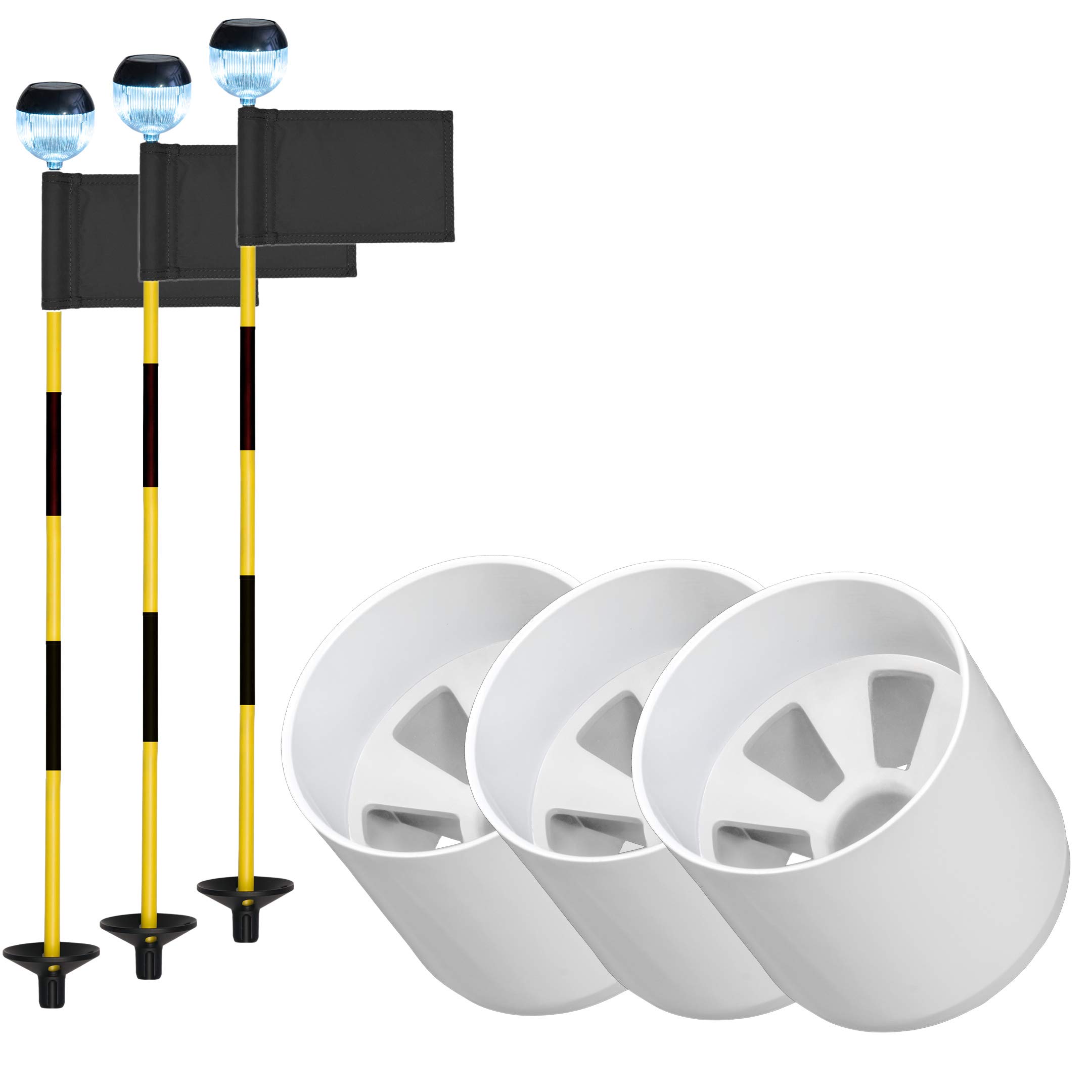 Premium Golf Flag & Cup Practice Set - 3 Mini Putting Green Flags, Poles & Cups for Backyard & Indoor Training | Perfect for Home, Office & Outdoor Golf Practice