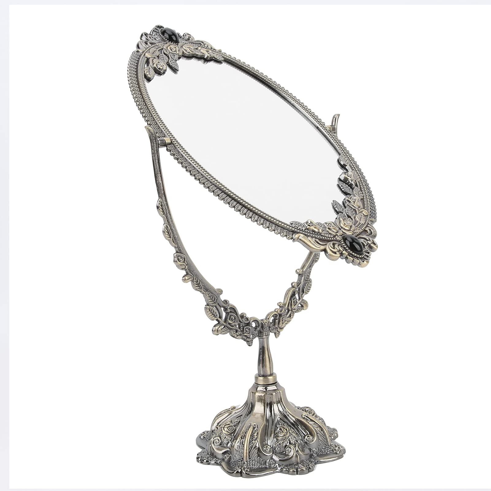 Evonecy Oval Vanity Mirror - Retro Bronze Cosmetic Mirror with Stand for Makeup, Bathroom & Home Decor | Perfect Gift for Women & Girls