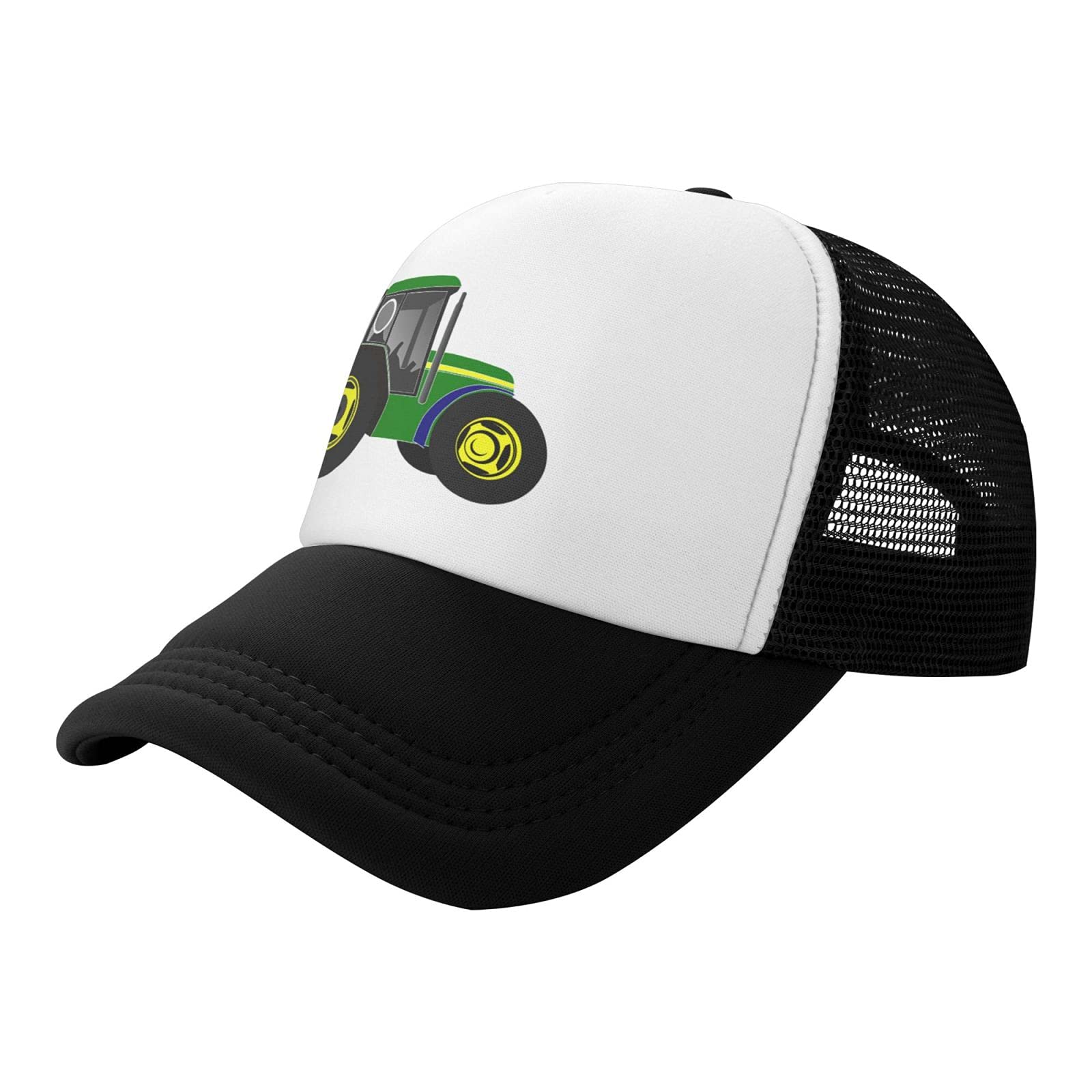 Boys' Green Tractor Trucker Cap - Adjustable Mesh Hat for Outdoor Play