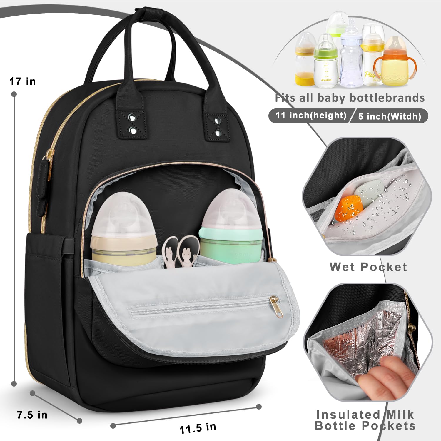 ETRONIK Baby Diaper Backpack - Large Multifunctional Waterproof Diaper Bag for Boys & Girls - Perfect for Travel, Daycare & Outings with Baby Essentials
