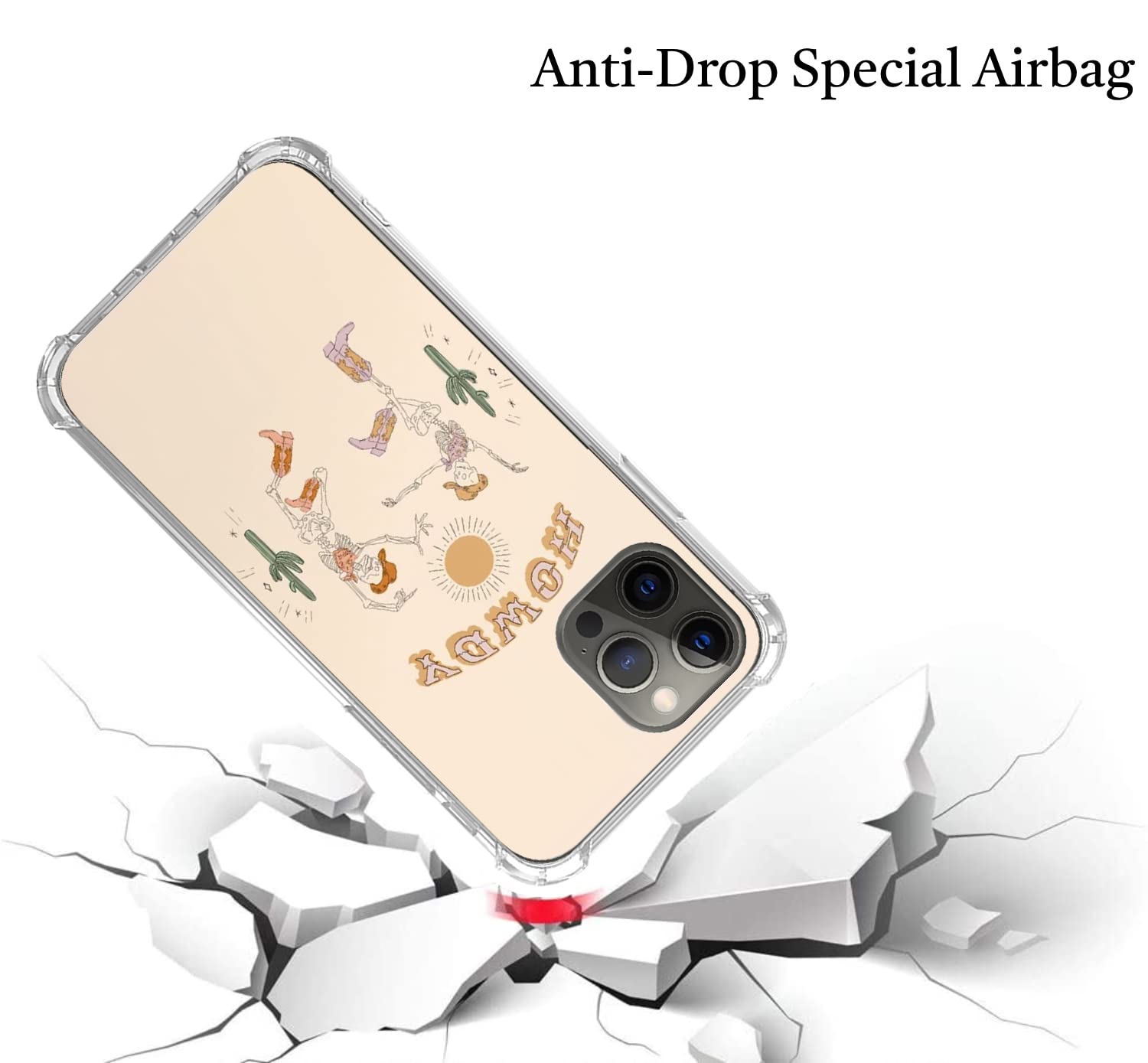 Skull with Cowboy Hat iPhone 12 Pro Max Case | Trendy Howdy Dancing Skull Design | Shockproof TPU Bumper Cover | Perfect for Country Music Fans & Western Style Lovers