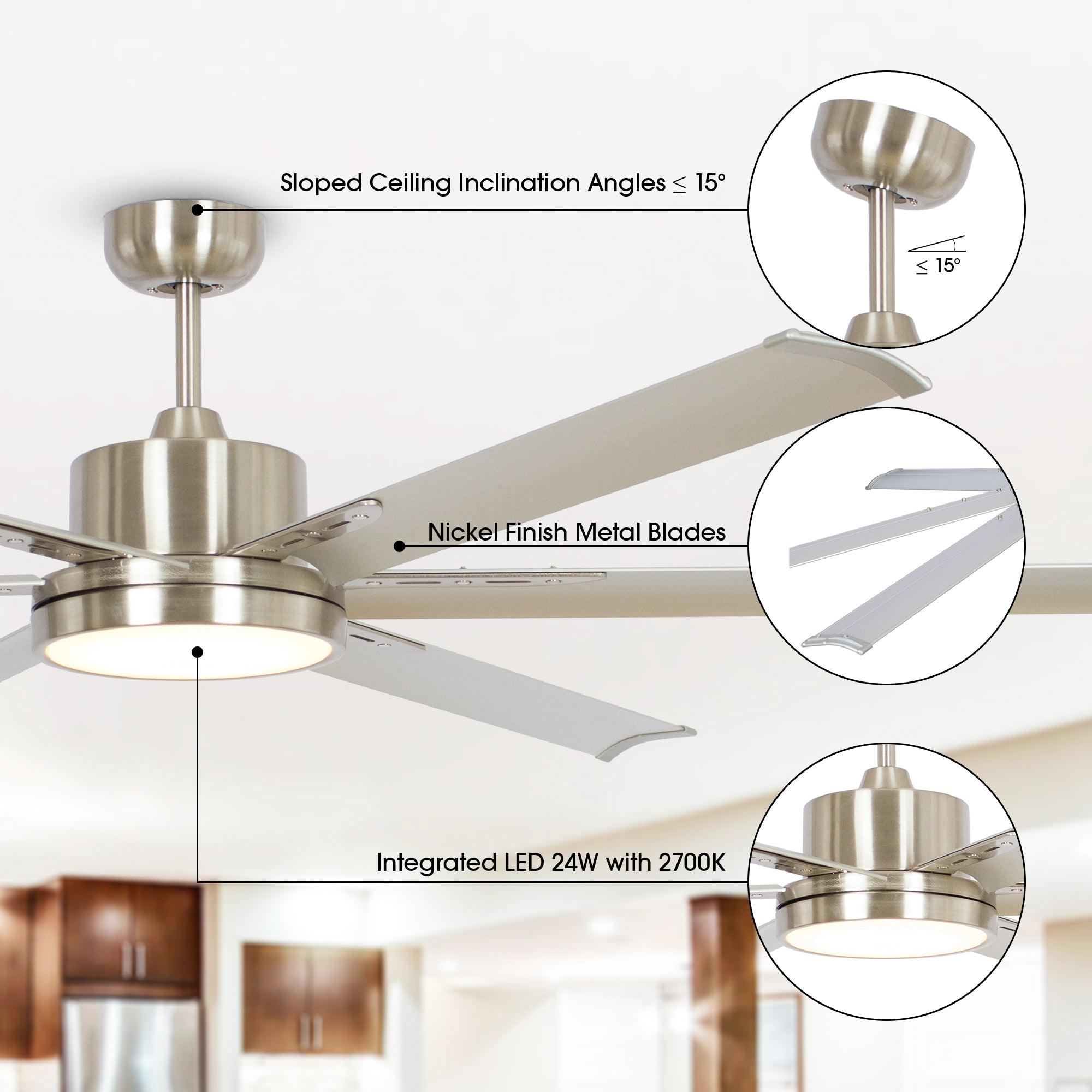 65 Inch Modern Ceiling Fan with DC Motor, LED Light, Remote Control - Quiet & Energy Efficient for Living Room, Bedroom, Patio