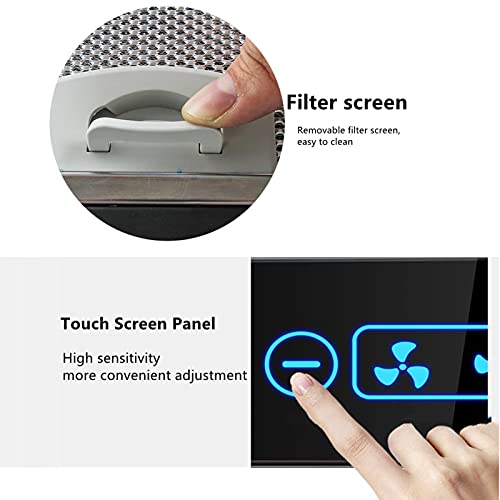12V Under Cabinet Range Hood with Touch Screen & LED Light - 3 Speed Adjustable Kitchen Exhaust Fan for RV, Yacht, Tiny Home & Small Space Cooking