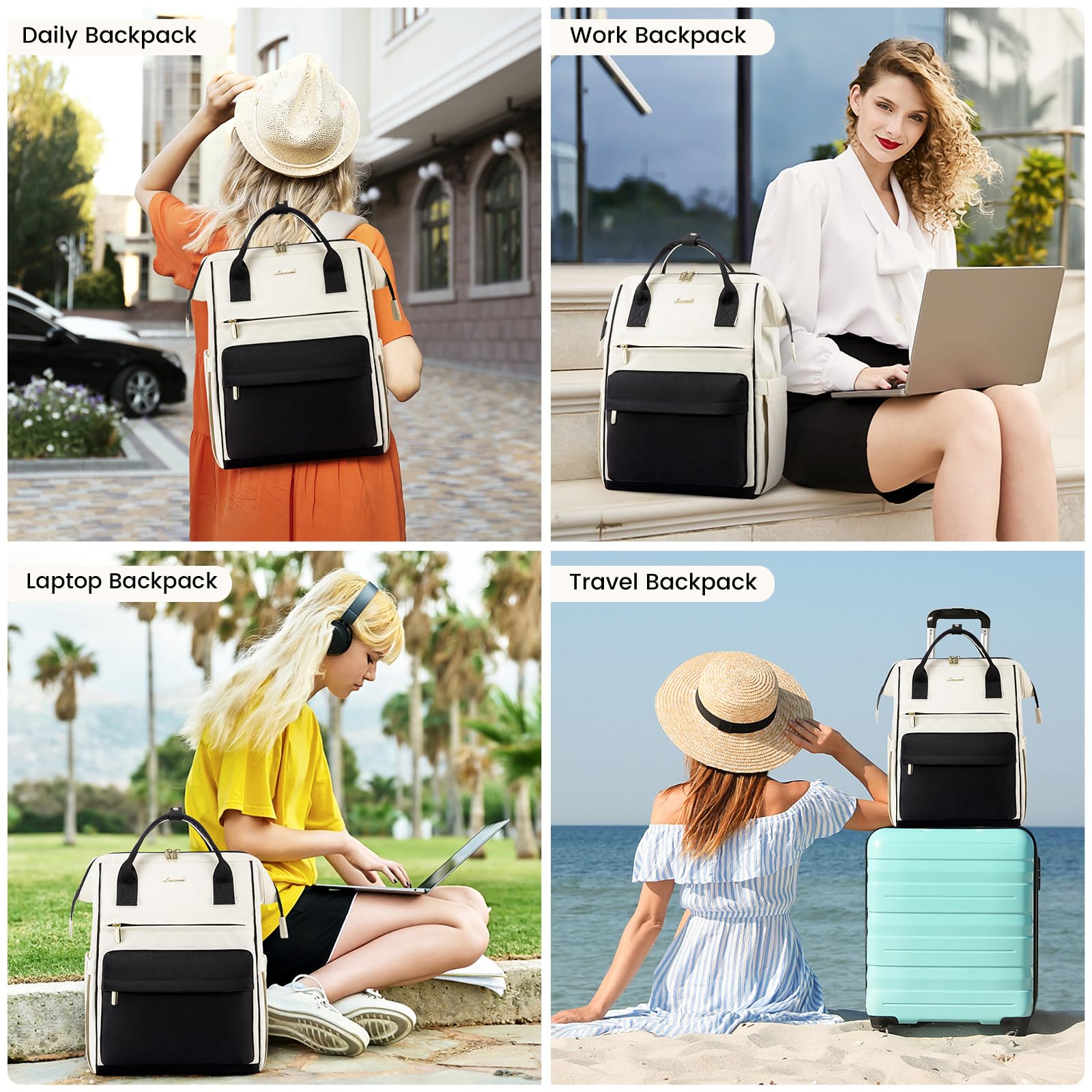 LOVEVOOK Waterproof Laptop Backpack for Women - 17.3 Inch Business Travel Computer Bag with USB Charging Port, Durable Teacher Nurse Work Backpack | Perfect for Office Commute, College Campus & Daily Use