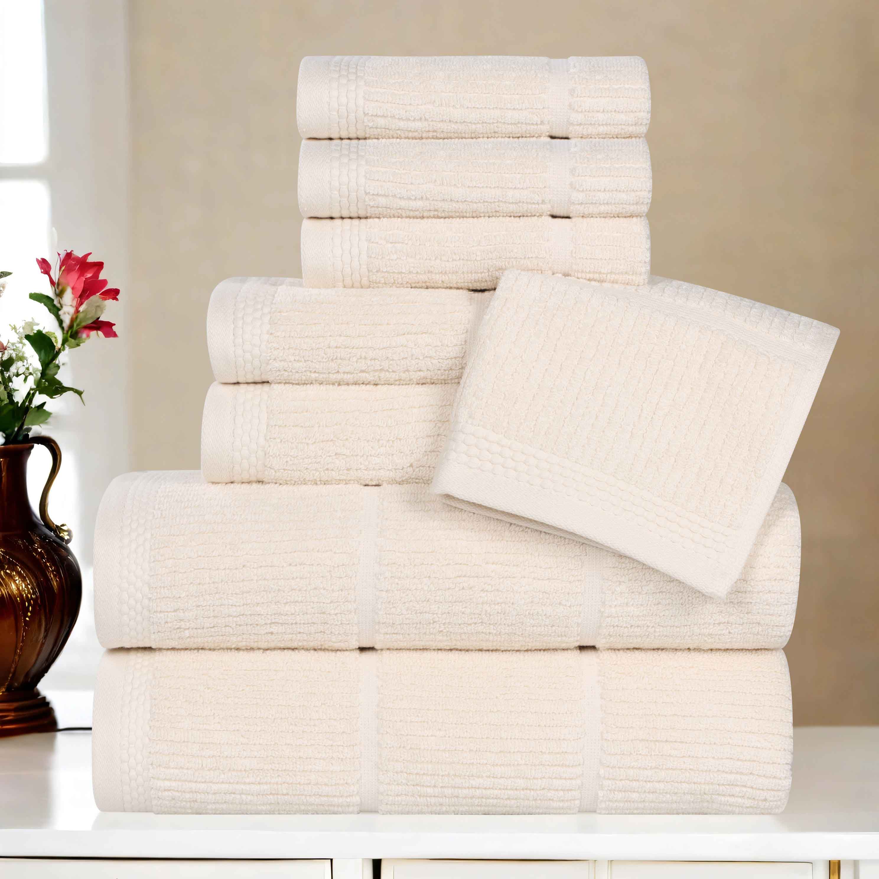 Milo Smart Twist Cotton 8-Piece Towel Set - Soft, Absorbent & Durable Bath Towels for Spa, Gym, and Home Use
