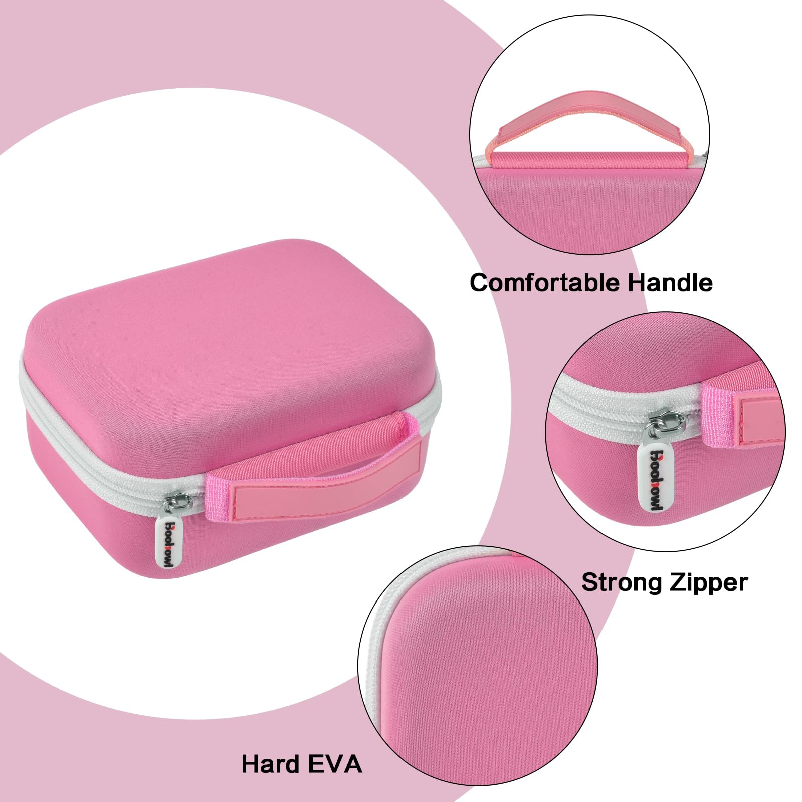 Phomemo M110 Label Maker Case - Portable Mini Bluetooth Thermal Label Printer Storage Bag for Printer Labels, USB Cable & Accessories - Pink (Box Only) | Perfect for Office, Home & Travel Organization