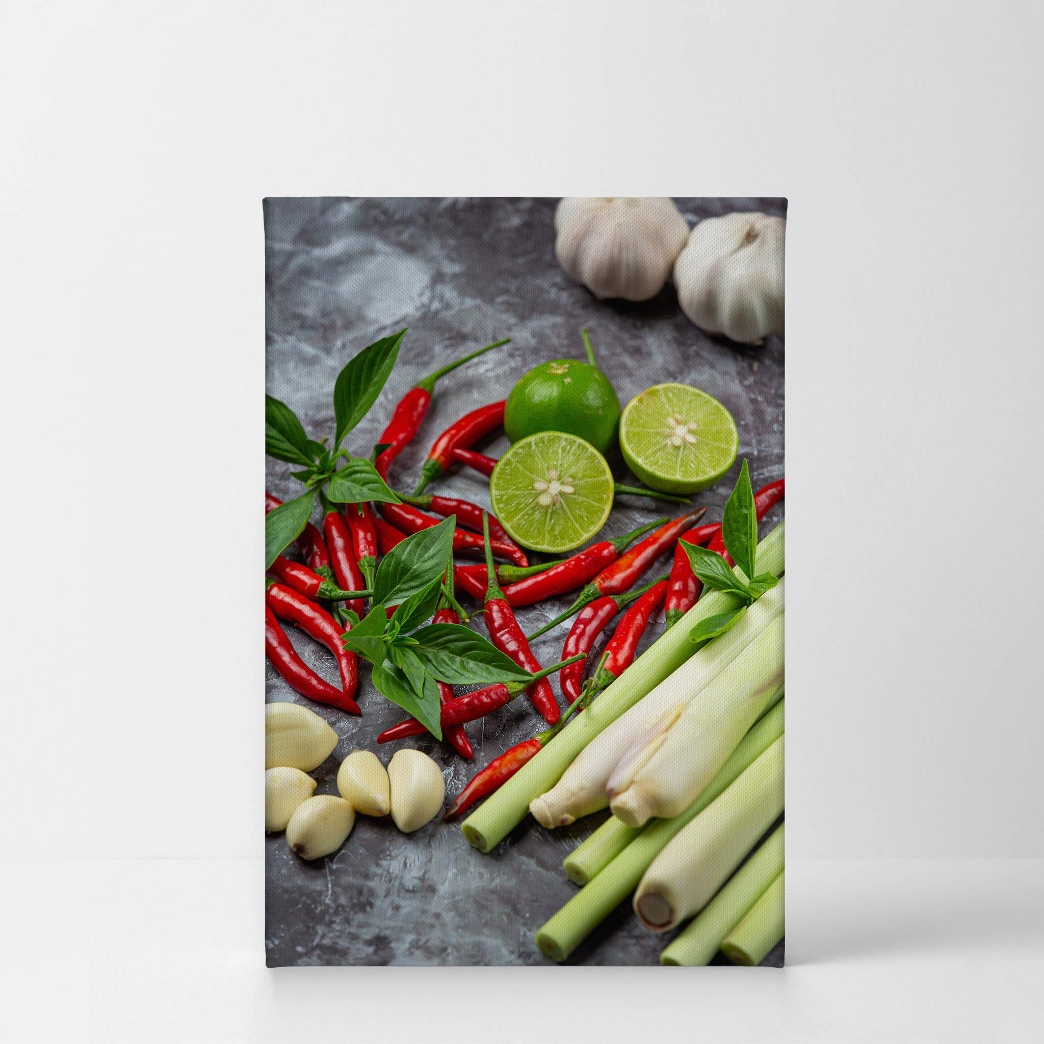 Red Hot Chili Pepper Lime & Garlic Kitchen Canvas Wall Art Print – Modern Farmhouse Decor for Restaurant, Cafe & Dining Room – Housewarming Gift – Ready to Hang 40x30 – Perfect for Home, Office & Commercial Spaces