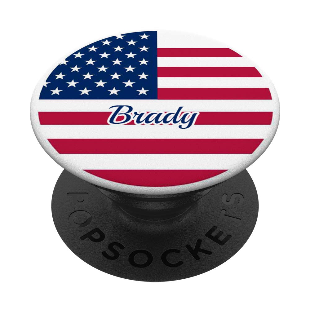 Brady USA American Flag Personalized Last Name PopSockets PopGrip - Swappable Phone & Tablet Grip for iPhone, Samsung | Patriotic Phone Accessory for Everyday Use, Travel & Work
