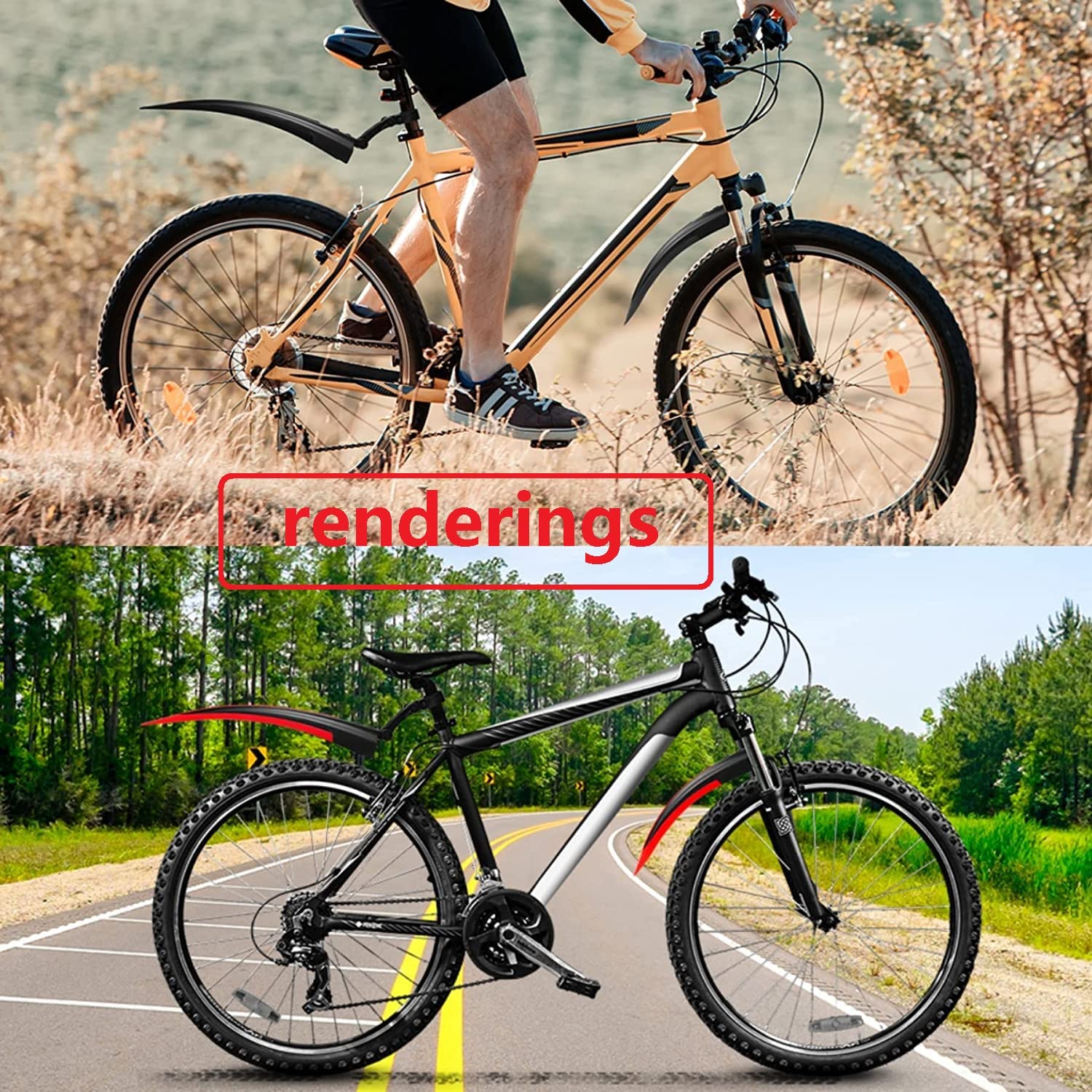 Adjustable Mountain Bike Mud Guards Set - Front & Rear Fenders for Road & Off-Road Cycling - Durable Splash Protection (Blue) - Perfect for Rainy Commutes & Trail Adventures
