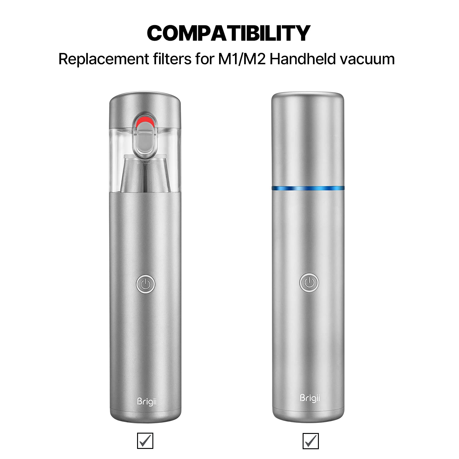 Brigii HEPA Replacement Filters for Handheld Vacuum Cleaner - Compatible with Mini Vacuum M1 & M2 Models - 2 Pack - Perfect for Pet Hair, Dust & Allergen Removal in Cars, Homes & Offices
