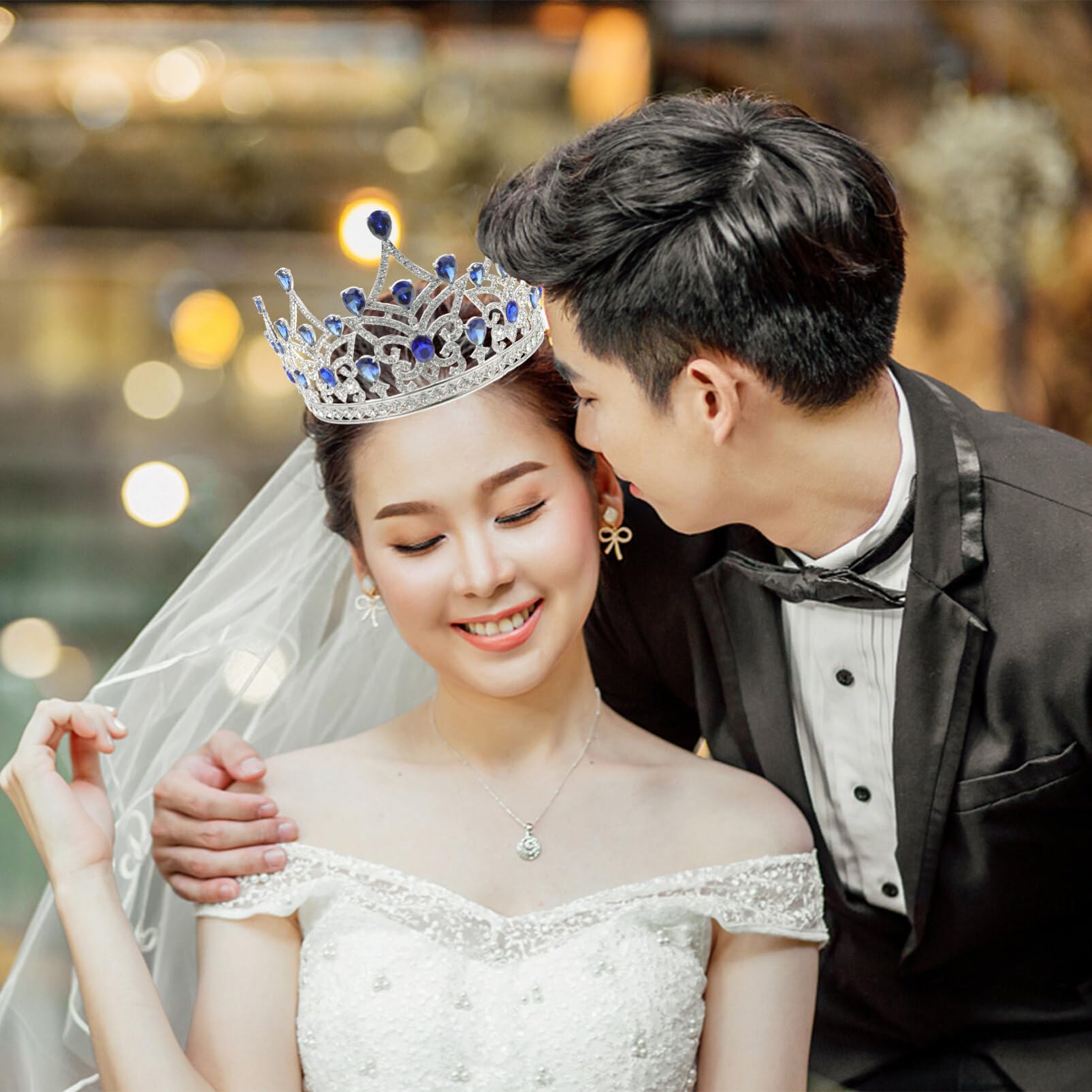 Amosfun Crown Hair Jewelry for Women - Elegant Bridal Hair Accessories, Wedding Headband, Birthday & Cosplay Accessories with Oversized Zircon Design | Perfect for Weddings, Parties, Prom, and Special Occasions