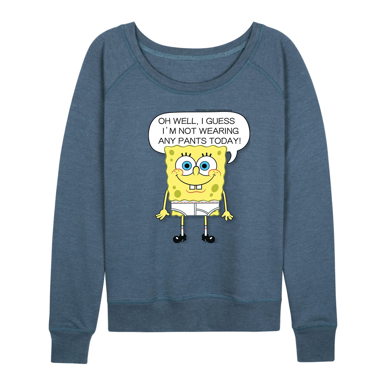HYBRID APPAREL SpongeBob SquarePants No Pants Ladies French Terry Pullover Hoodie - Funny Cartoon Graphic Sweatshirt for Women - Perfect for Casual Wear, Lounge & Fan Gifts