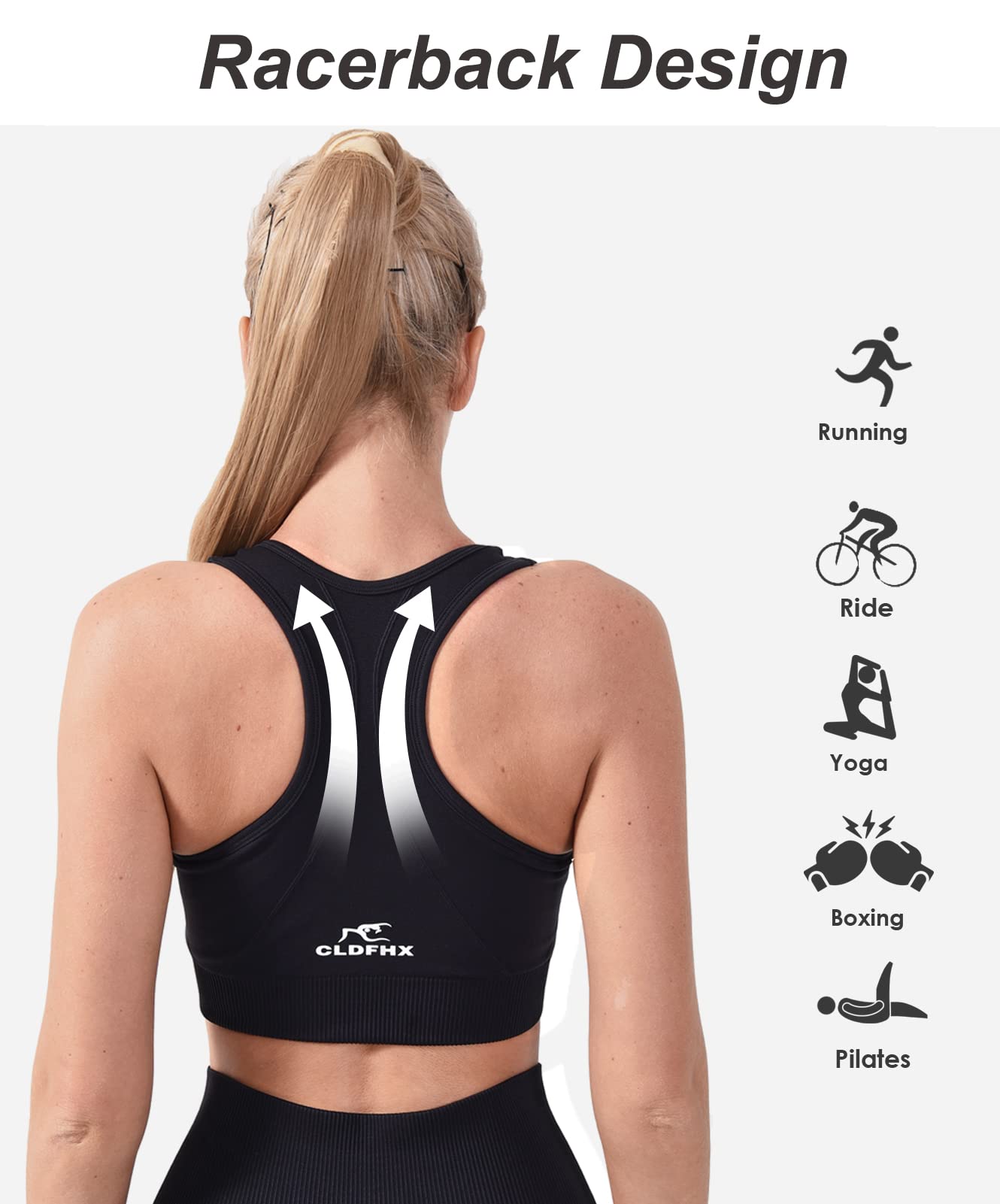CLDFHX Women's Seamless Comfort Sports Bra - High Impact Support, Racerback, Wire-Free with Removable Pads for Running, Yoga, Gym & Fitness Workouts | Perfect for Active Lifestyles & High-Intensity Training