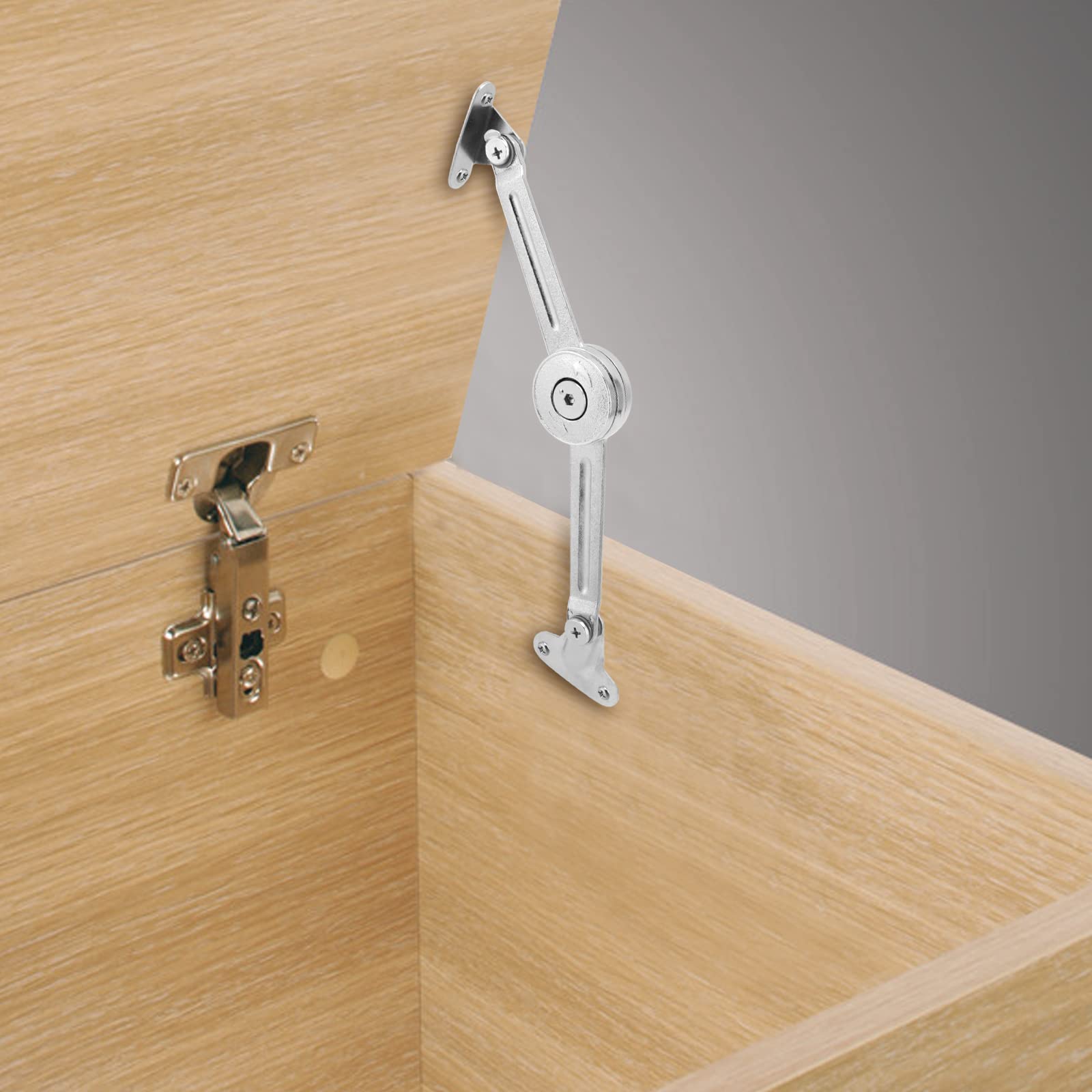 KEILEOHO Soft Close Lid Stay Hinges Set of 4 - 75°90°110° Adjustable Folding Cabinet Hinges with Hex Key - 20KG Capacity for Wooden Box, Chest, Wardrobe & Furniture (Perfect for Home Storage & DIY Projects)