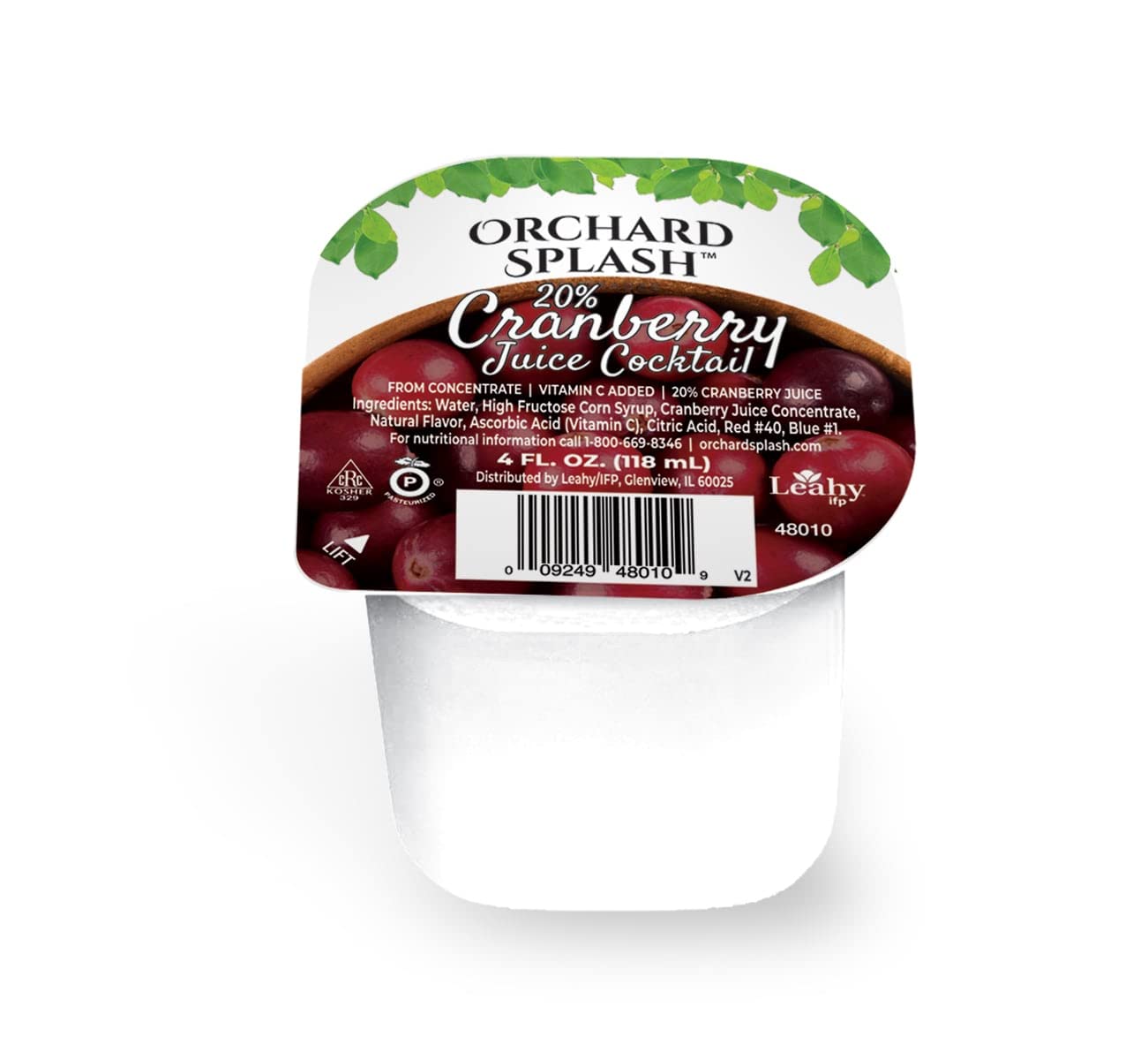 Orchard Splash 4oz Juice Cups - Cranberry Cocktail 20% Juice (Pack of 48) | Perfect for School Lunches, Parties & Healthy Portion Control