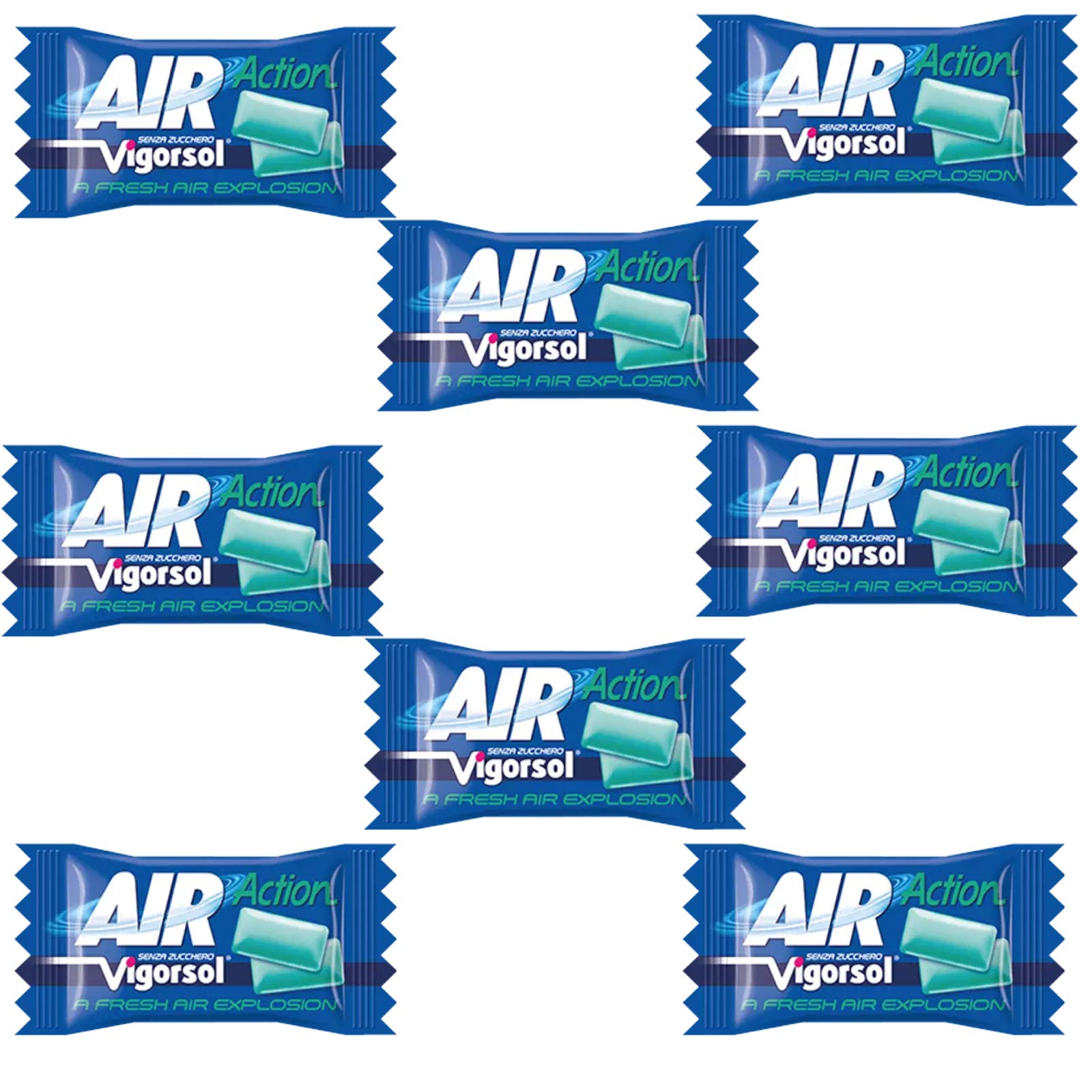 Vigorsol Air Action Blue Chewing Gum - 100 Pieces - Sugar-Free for Fresh Breath & Long-Lasting Flavor - Perfect for Travel, Workouts, and On-the-Go Freshness