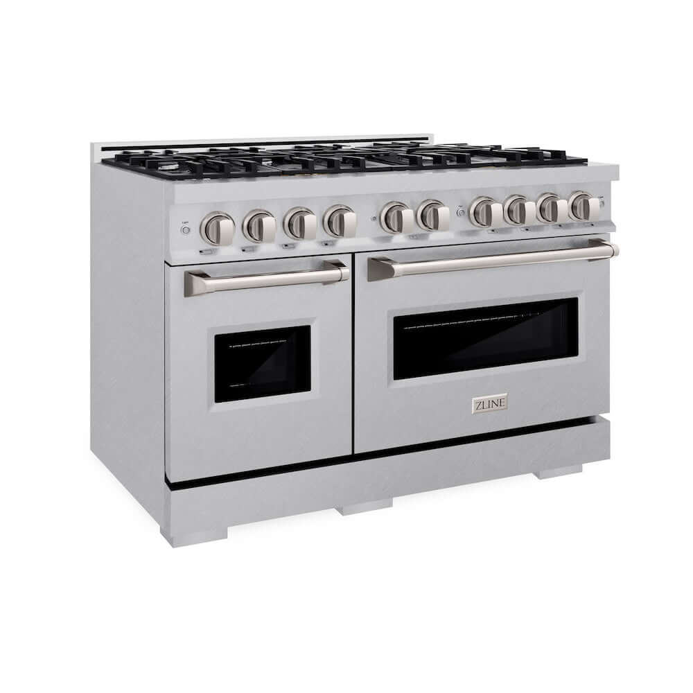 ZLINE 48-Inch 6.7 cu. ft. Classic Double Oven Gas Range with 8 Burner Cooktop in Satin Stainless Steel (CGRS 48) - Perfect for Large Kitchens & Professional Cooking