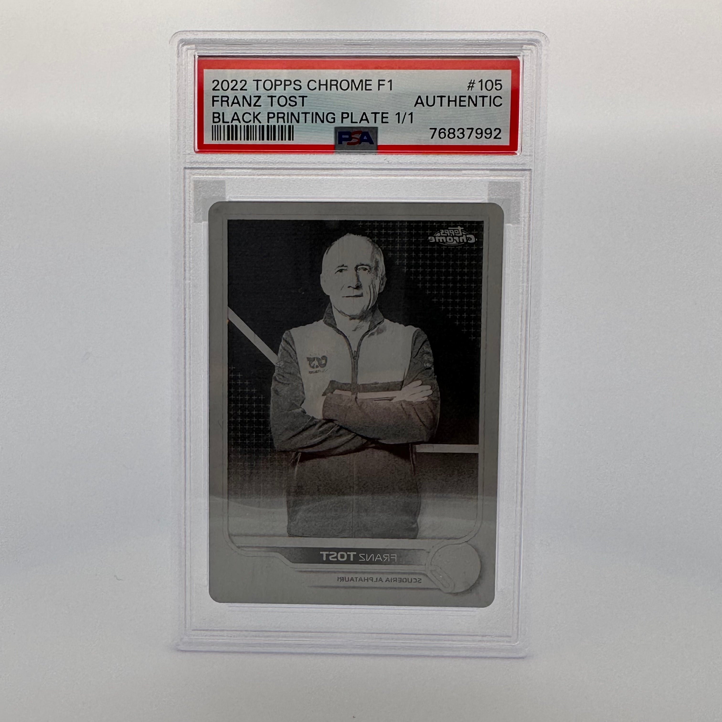 PSA Authentic 1/1 Franz Tost Black Printing Plate - Rare Collectible for Sports Memorabilia Display & Framing