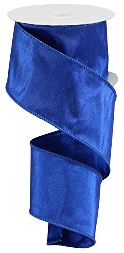 Royal Blue Metallic Dupioni Wired Edge Ribbon - 2.5 Inch x 10 Yards for Gift Wrapping, Wedding Decorations & Craft Projects