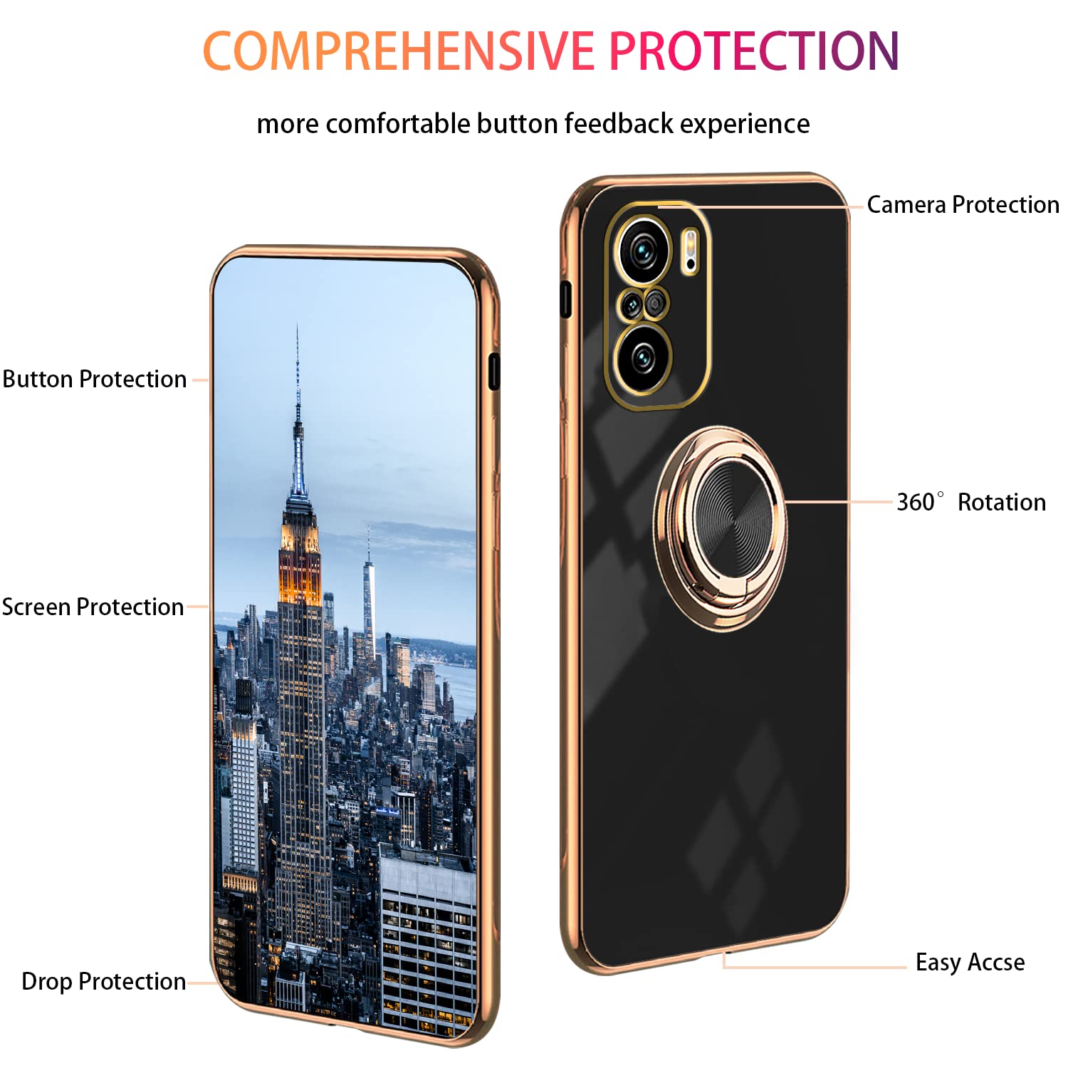 **Magnetic Ring Holder Case for Xiaomi Poco F3 & Mi 11i - Shockproof Silicone Cover with Luxury Slim Design (Green/Black) - Perfect for Hands-Free Viewing & Secure Grip**