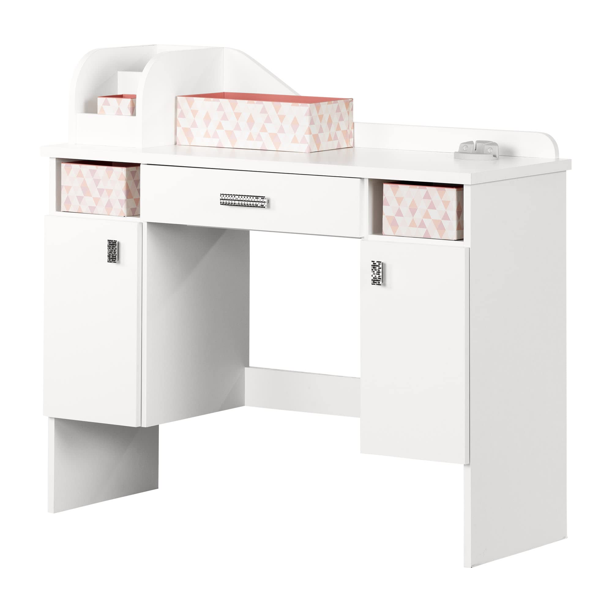 South Shore Tiara Makeup Vanity Desk with Mirror - Pure White Finish | Elegant Dressing Table for Bedroom, Beauty Room & Home Decor