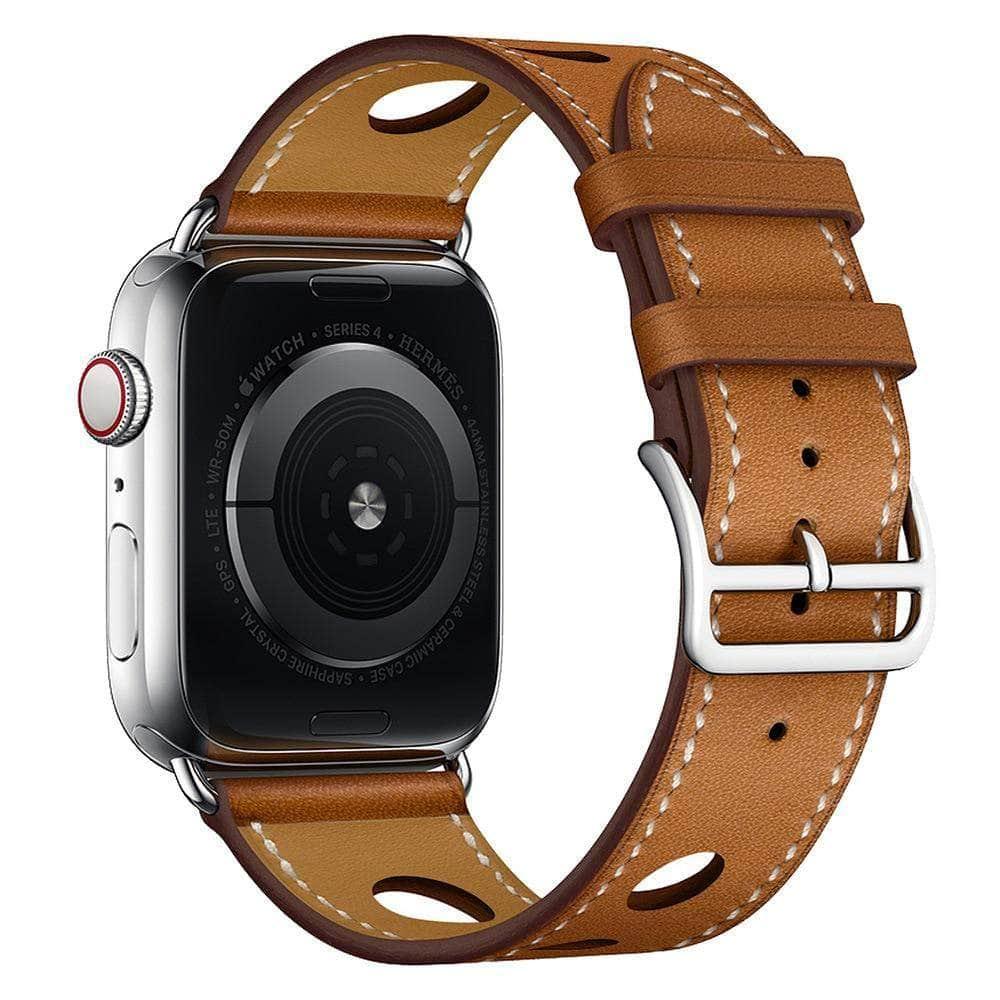 Original Apple Watch Band 2 3 4 5 6 Series 38mm 40mm 42mm 44mm Genuine Leather Replacement Strap - Perfect for Work, Gym & Everyday Wear