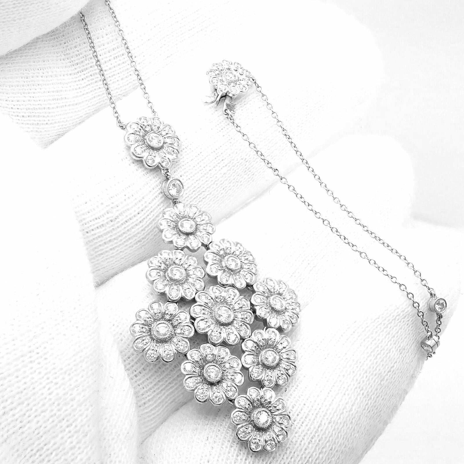 Authentic Tiffany & Co Platinum Diamond Large Daisy Flower Pendant Necklace for Women - Elegant Daisy Flower Jewelry Gift for Anniversary, Birthday & Special Occasions