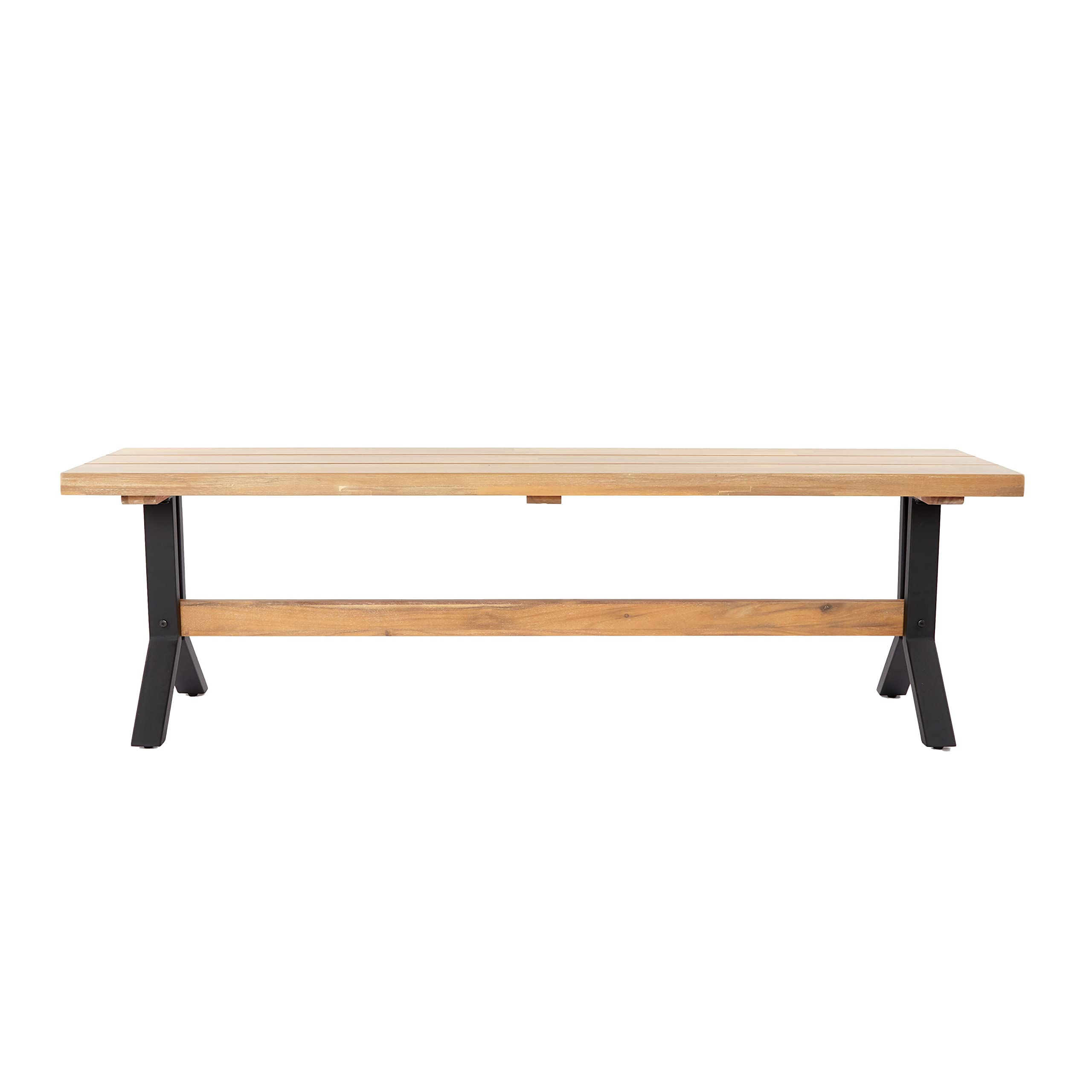 SEI Furniture Standlake Slatted Outdoor Bench - Natural Teak Wood Patio Bench for Garden, Deck, Poolside & Backyard Relaxation