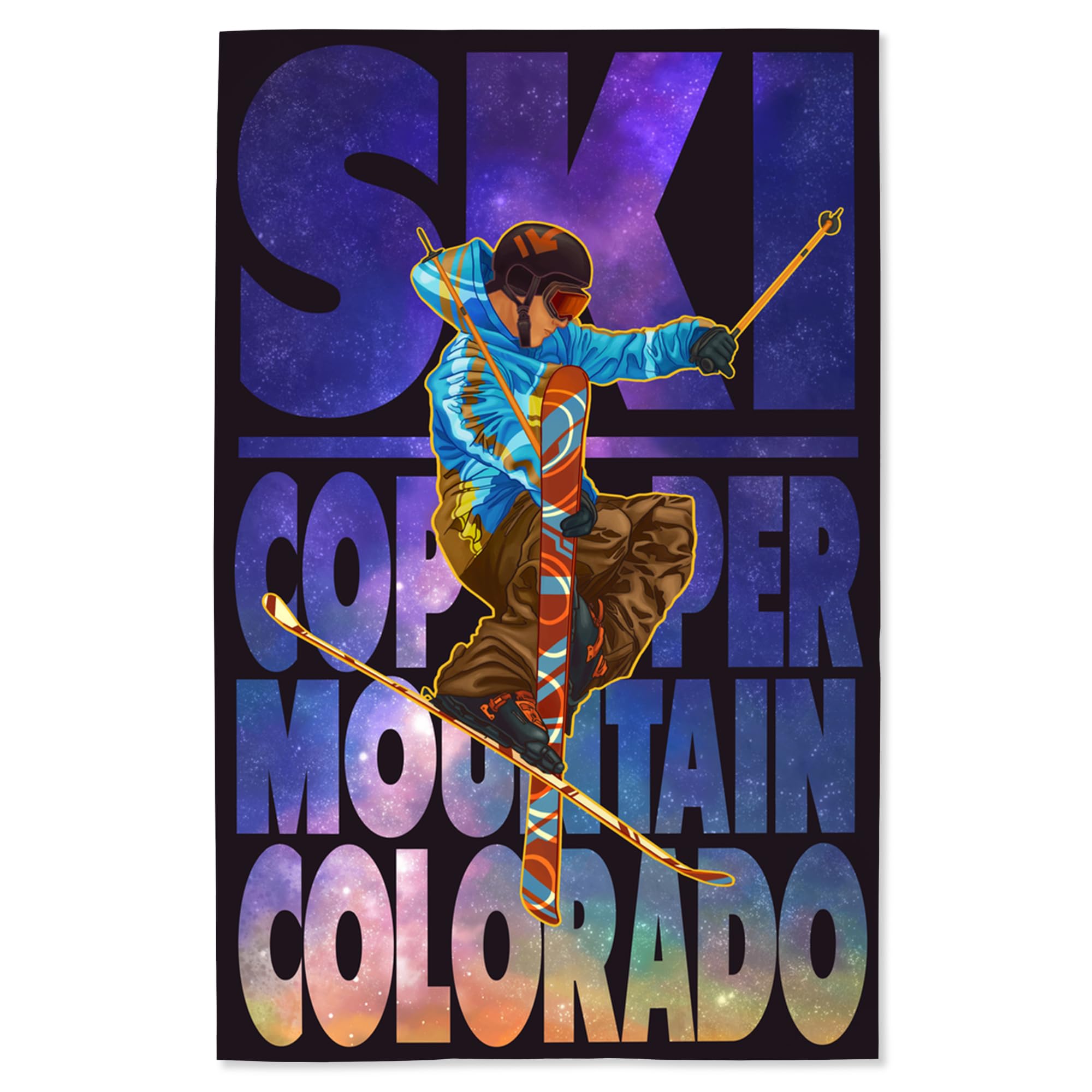 Lantern Press 16x24 Inch Giclee Art Print - Copper Mountain Colorado Landscape with Milky Way & Skier | Wall Decor for Living Room, Bedroom & Office