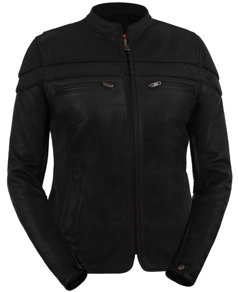 True Element Women's Premium Leather Vented Scooter Collar Motorcycle Jacket - Breathable Biker Jacket for Women (Black, XXX-Large) | Perfect for Motorcycle Riding, Scooter Commuting & Urban Fashion