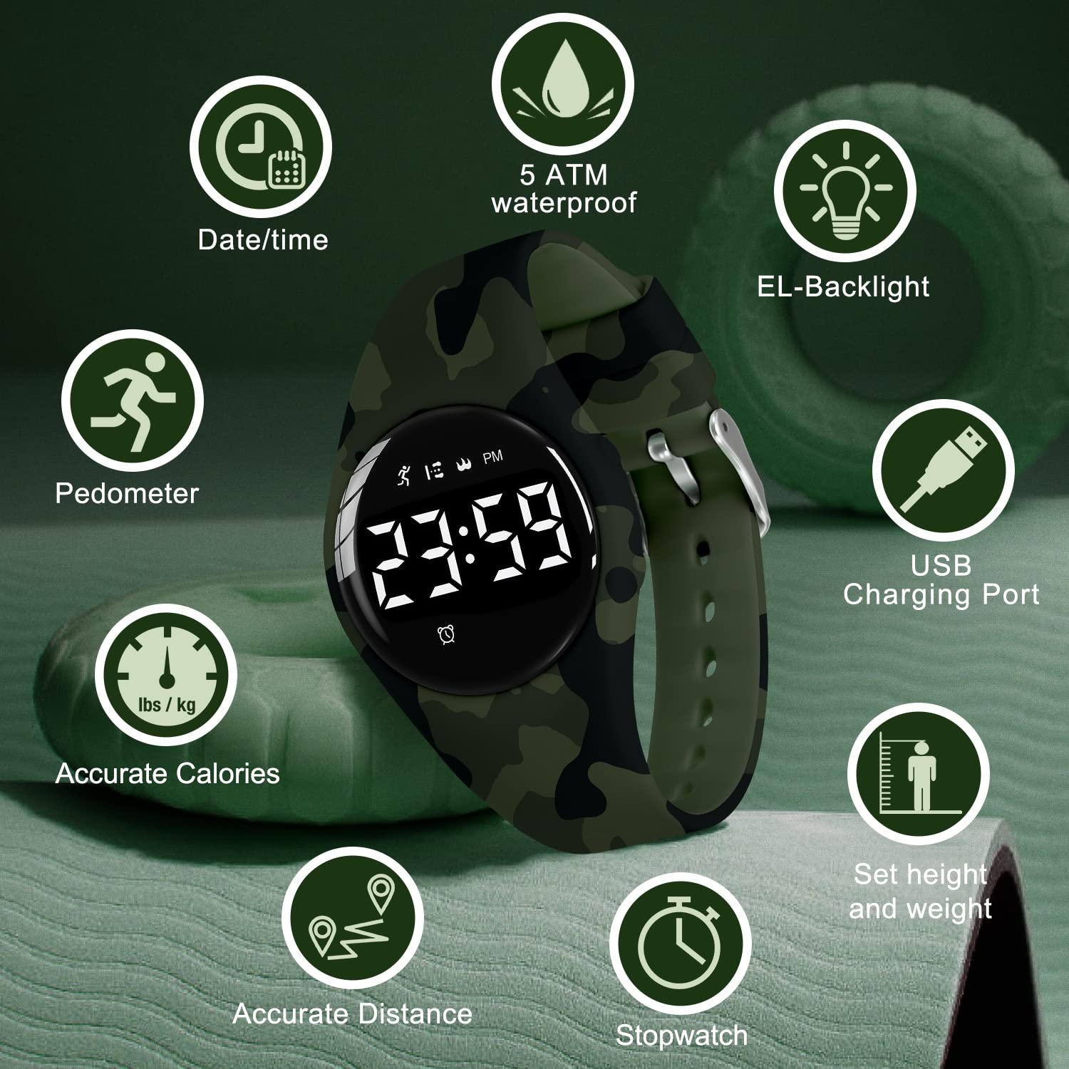 Digital Sports Watch for Kids & Teens - Step Counter, Pedometer, Vibration Alarm Clock | Waterproof Fitness Tracker for Boys & Girls Ages 5-16 | Perfect for School, Sports & Outdoor Activities