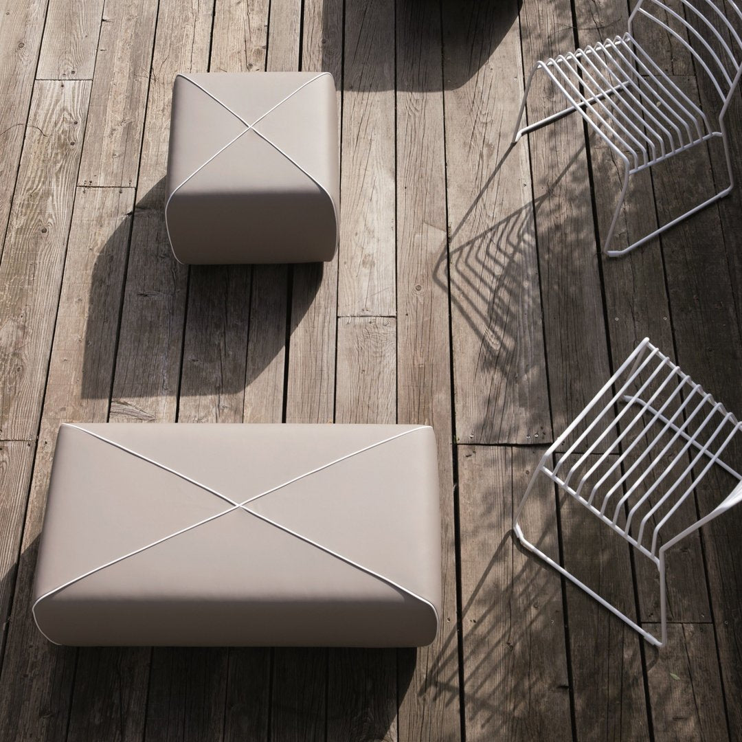 Square Crossed Pouf Ottoman - Stylish Footrest & Seating for Living Room, Bedroom, or Outdoor Patio