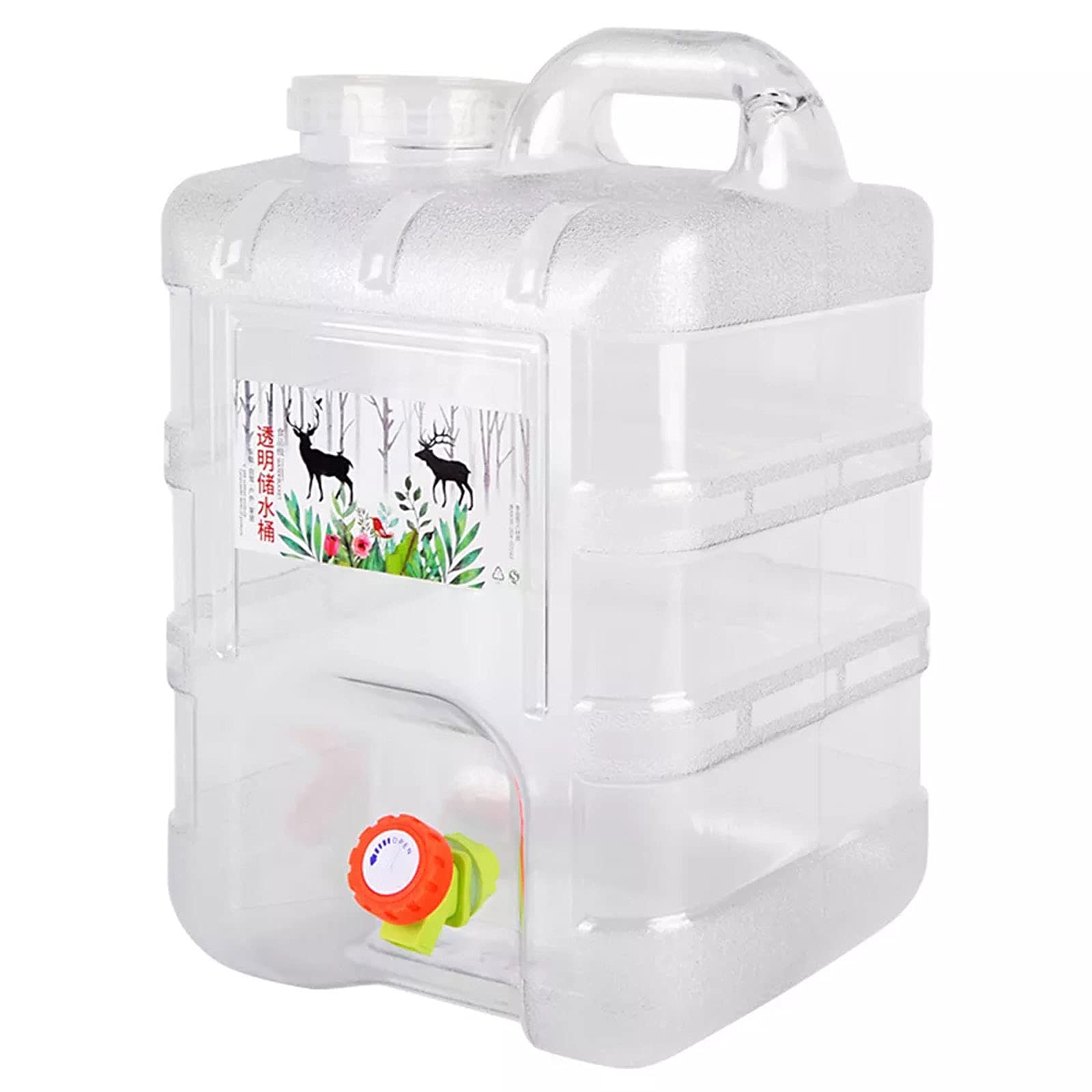 HEcSHENG 15L Portable Water Container with Faucet - Outdoor Camping Water Tank, Emergency Water Storage for Hiking, Picnic & Travel - Leakproof Drinking Water Bucket with Handle for Home & Car Use