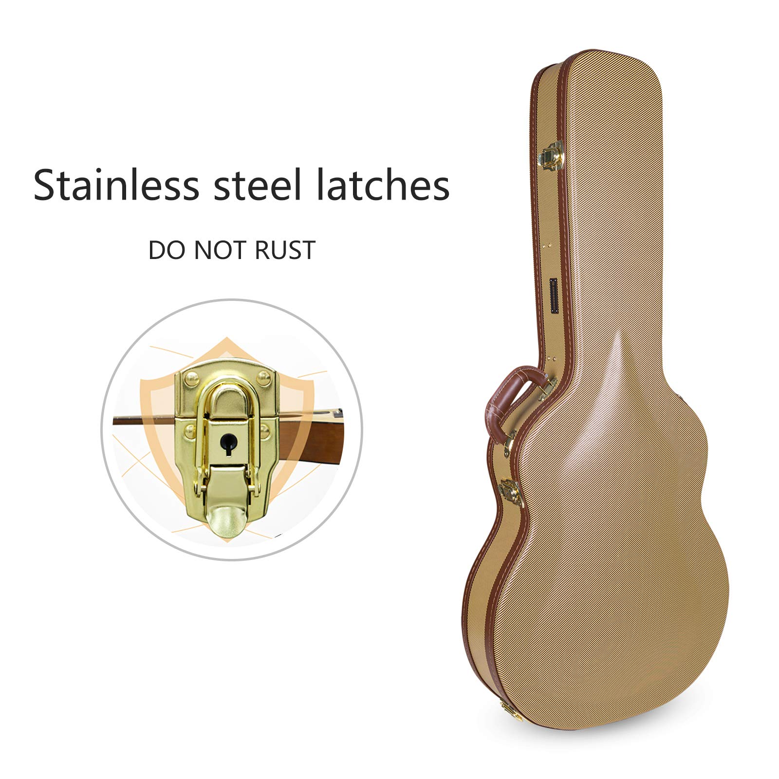 Premium Crossrock Wooden Guitar Case for 335 Style 6-String Semi-Hollow Electric Guitars - Durable Stainless Steel Latches, Protective Sponge Lining, Metal Feet & Storage Space - Vinyl Tweed (CRW620SATW) - Perfect for Gigging Musicians & Professional Storage