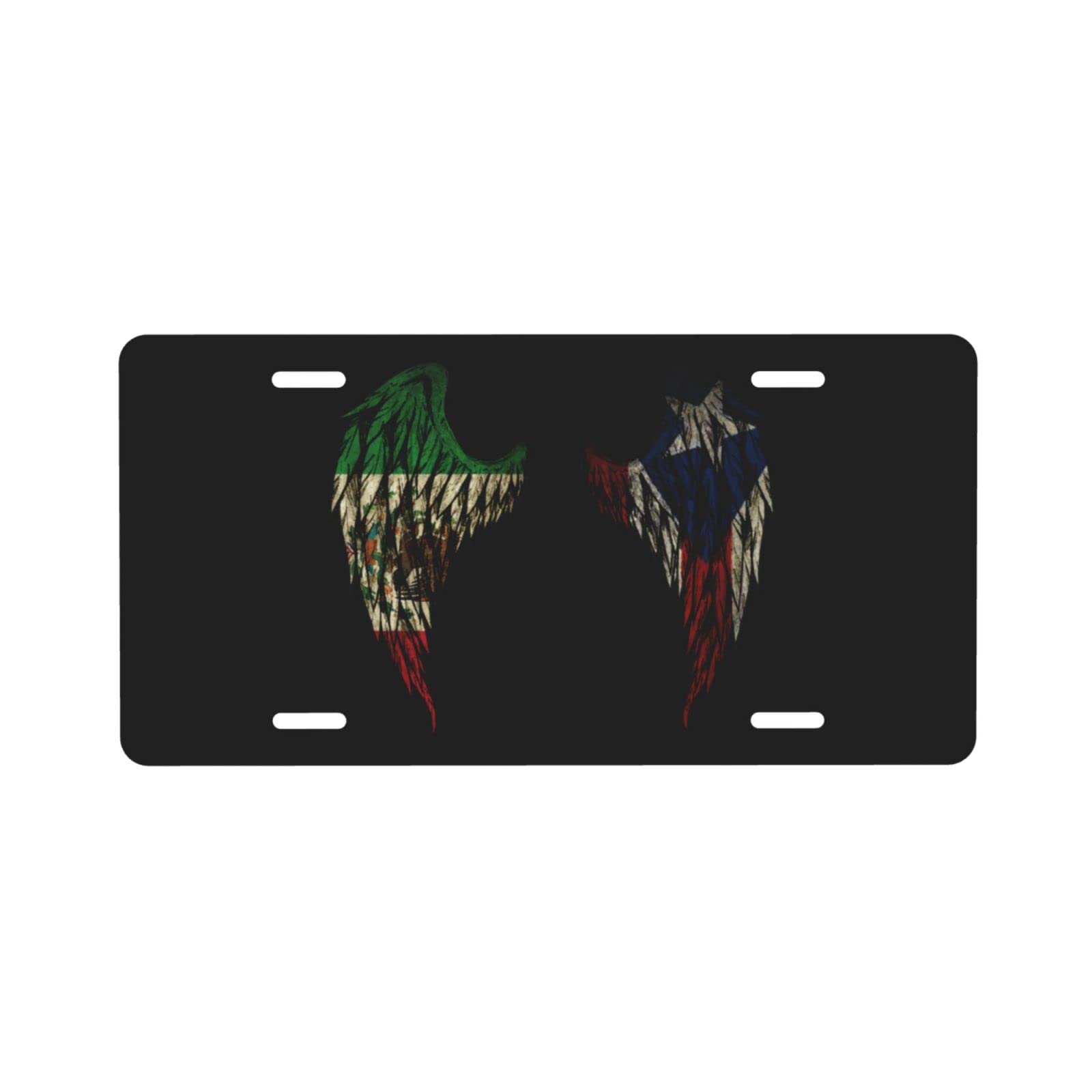 DARLEKS Mexirican Puerto Rican Mexican Wing Flags Decorative Car Front License Plate – 6x12 Inch Aluminum Vanity Tag with 4 Holes for Cars, Trucks & Motorcycles – Perfect for Hispanic Heritage Month, Car Shows & Cultural Celebrations
